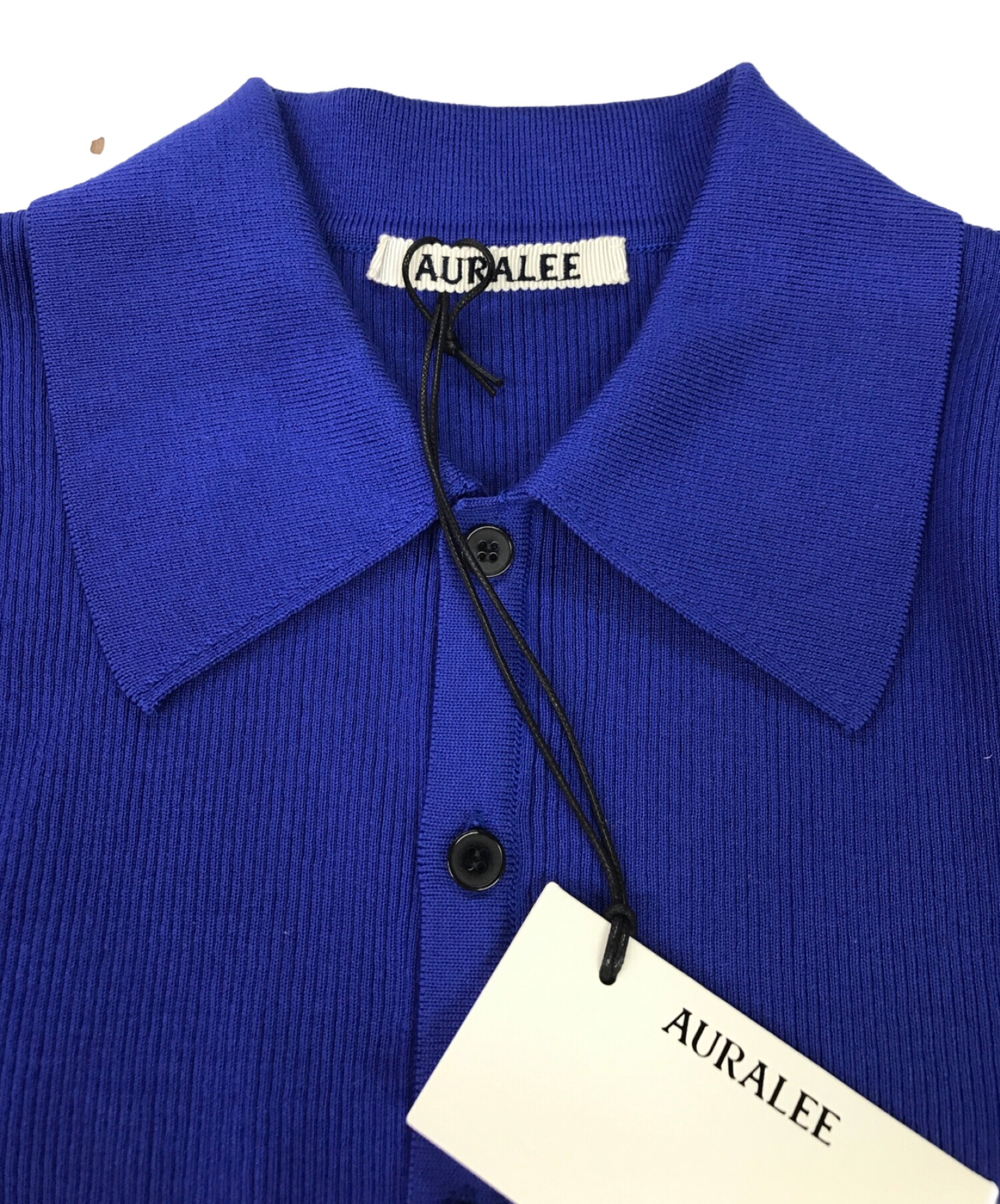 AURALEE (オーラリー) GIZA HIGH GAUGE RIB KNIT POLO/ポロシャツ ブルー サイズ:1