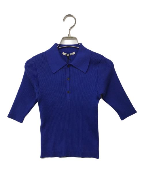 【中古・古着通販】AURALEE (オーラリー) GIZA HIGH GAUGE RIB KNIT POLO/ポロシャツ ブルー  サイズ:1｜ブランド・古着通販 トレファク公式【TREFAC FASHION】スマホサイト