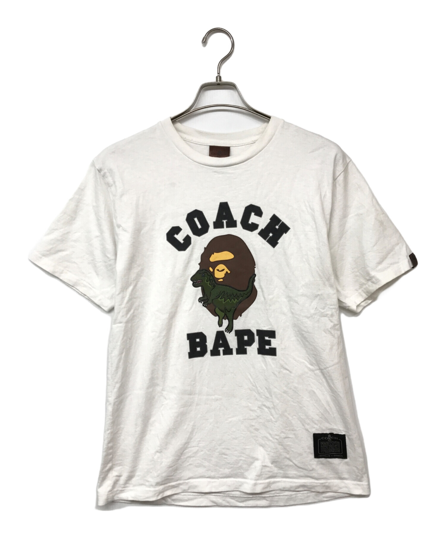 COACH (コーチ) BAPE BY A BATHING APE (ベイプバイアベイシングエイプ) コラボプリントＴシャツ ホワイト サイズ:M