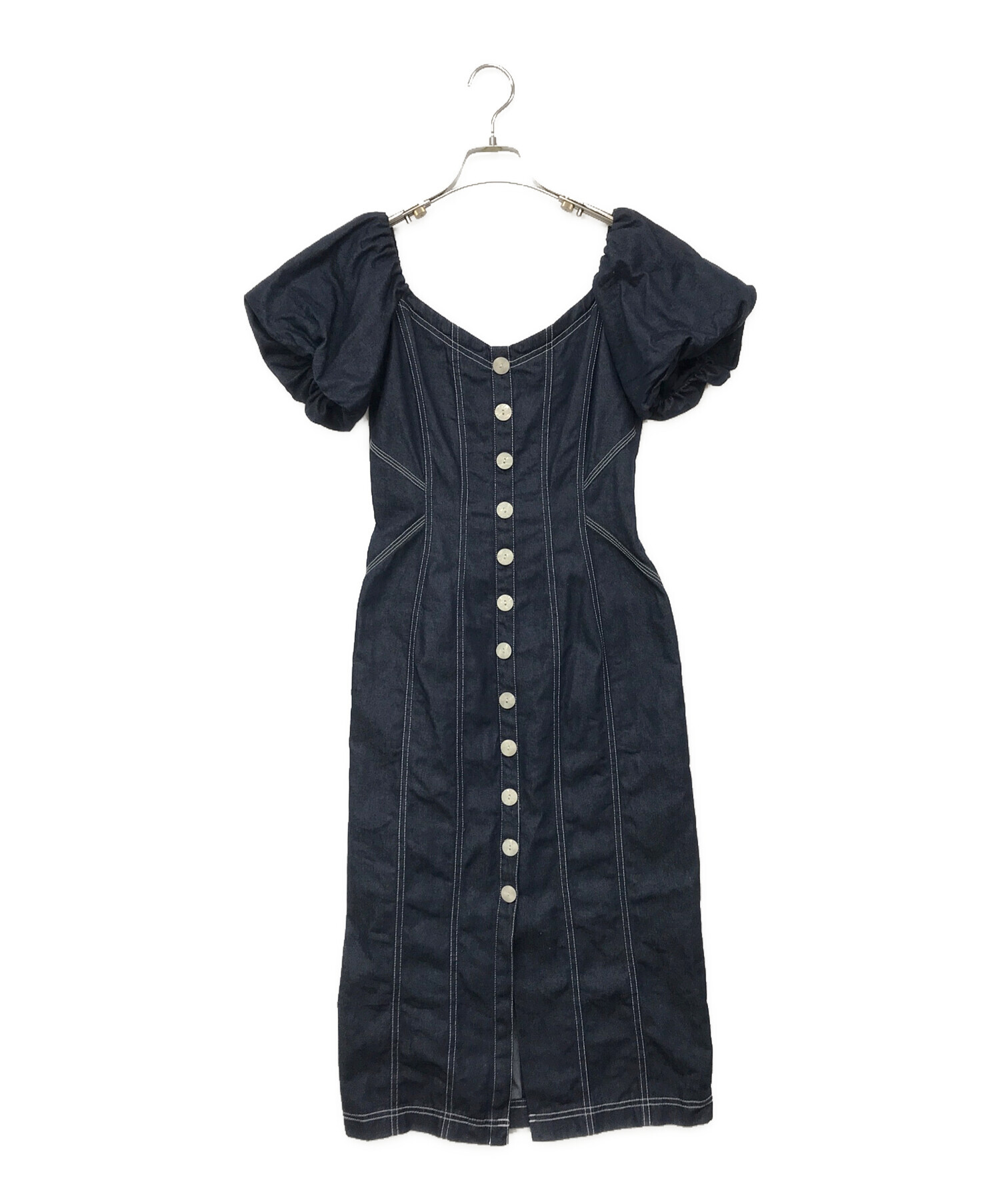 中古・古着通販】HER LIP TO (ハーリップトゥ) Puff Sleeve Midi Dress/パフスリーブミディドレス ネイビー  サイズ:M｜ブランド・古着通販 トレファク公式【TREFAC FASHION】スマホサイト