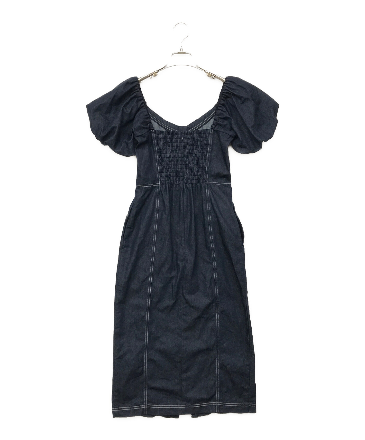 中古・古着通販】HER LIP TO (ハーリップトゥ) Puff Sleeve Midi Dress/パフスリーブミディドレス ネイビー  サイズ:M｜ブランド・古着通販 トレファク公式【TREFAC FASHION】スマホサイト