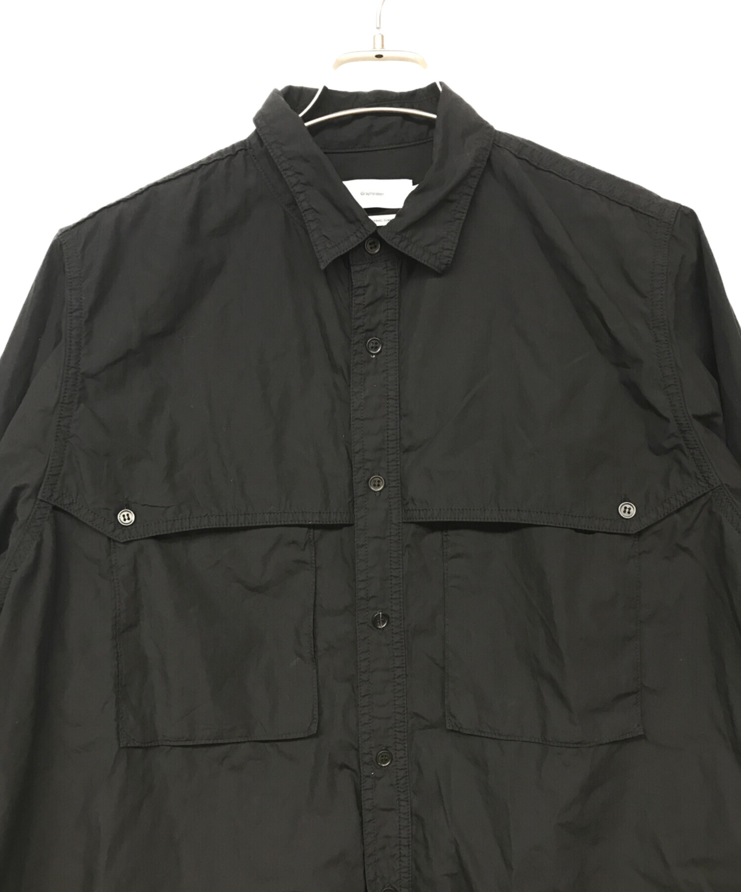 Graphpaper (グラフペーパー) Garment Dyed Poplin Umbrella Yoke Shirt ブラック サイズ:2