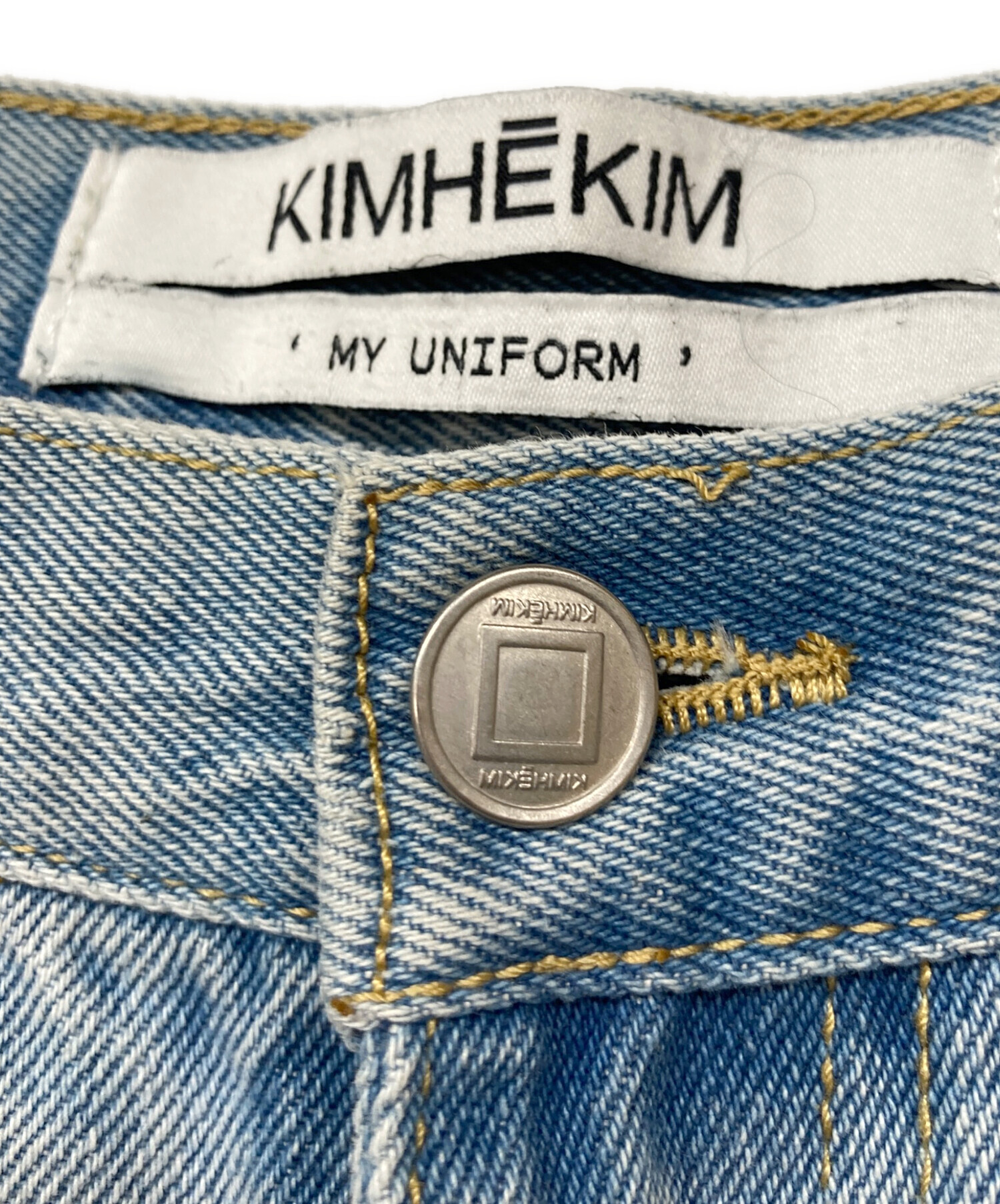 Kimhekim (キムヘキム) ハート柄ハーフデニムパンツ ライトブルー サイズ:M