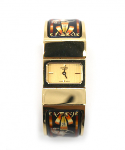 超美品 エルメス ロケ レディース 腕時計 ブレスレット ゴールド 緑