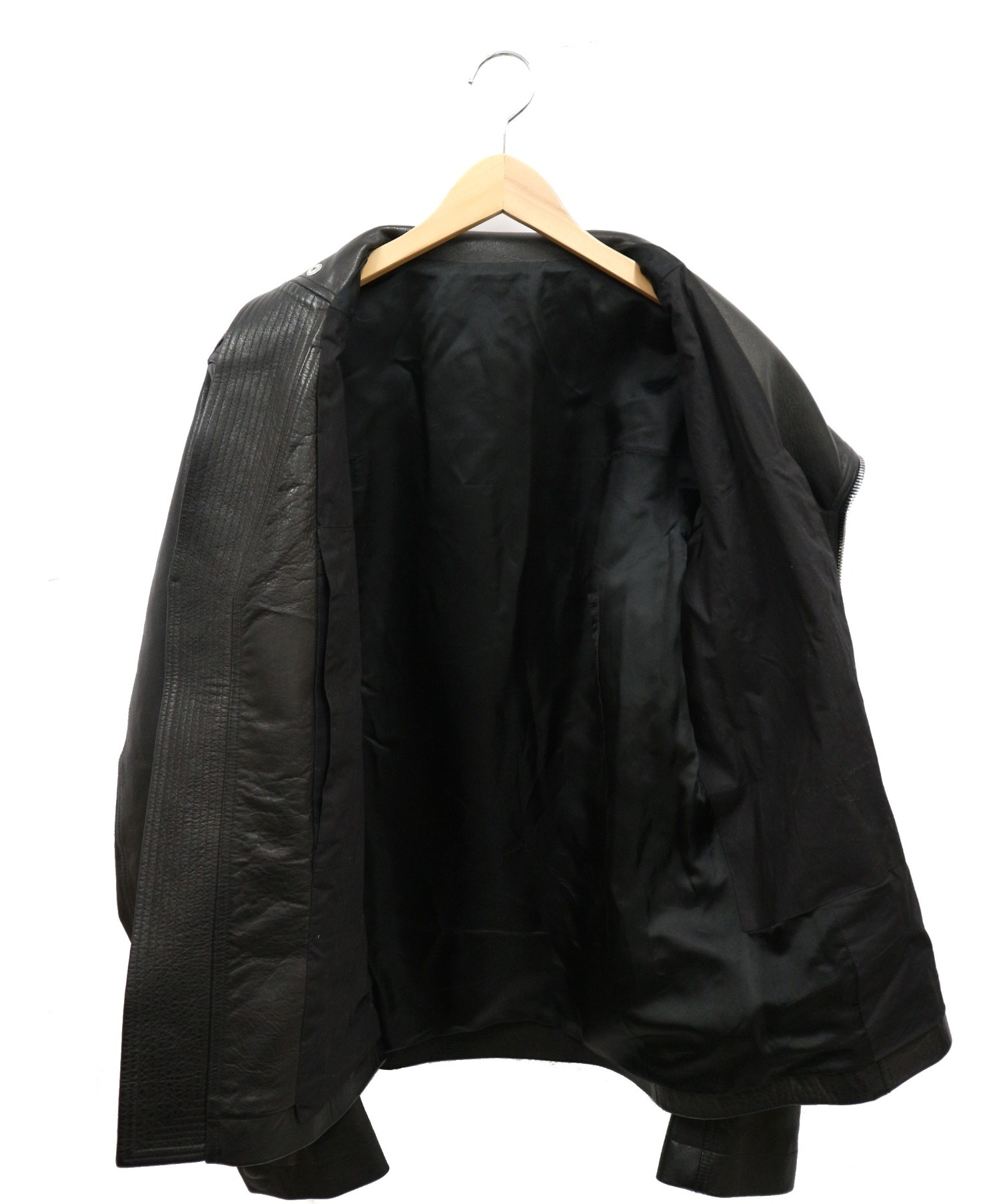 RICK OWENS (リックオウエンス) カーフレザージャケット ブラック サイズ:52