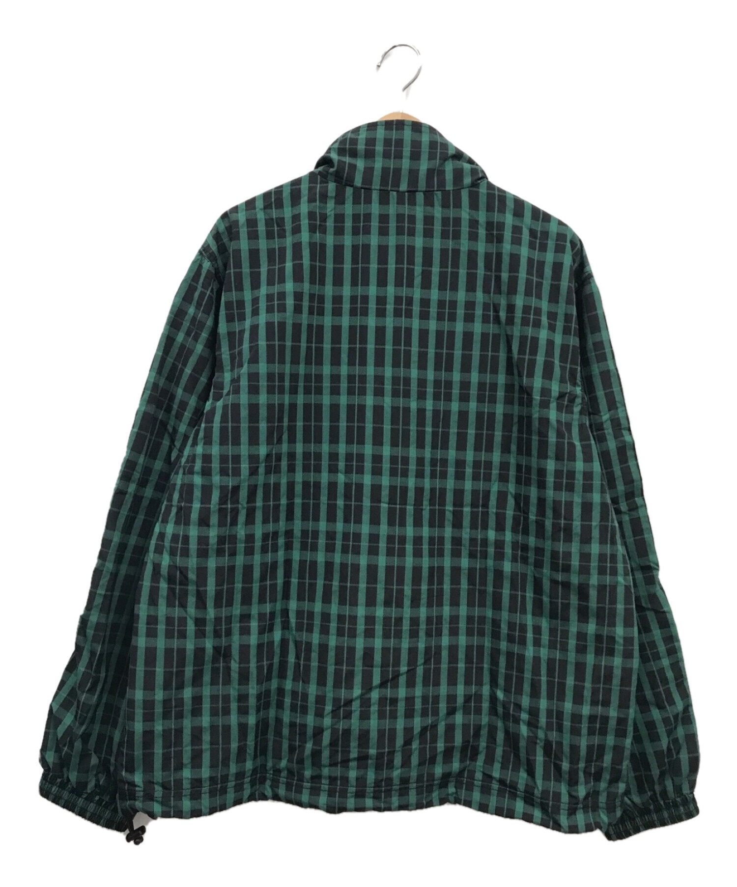 SUPREME (シュプリーム) Nylon Plaid Pullover ブラック×グリーン サイズ:L