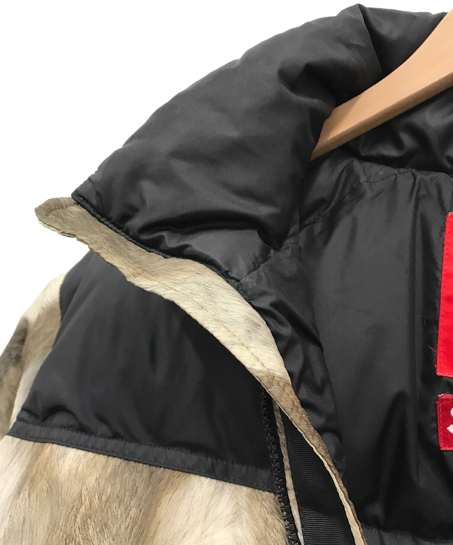 Supreme × THE NORTH FACE (シュプリーム ×ザノースフェイス) ファープリントヌプシダウンジャケット / 13AW Fur  Print Nuptse ブラック×ベージュ サイズ:S