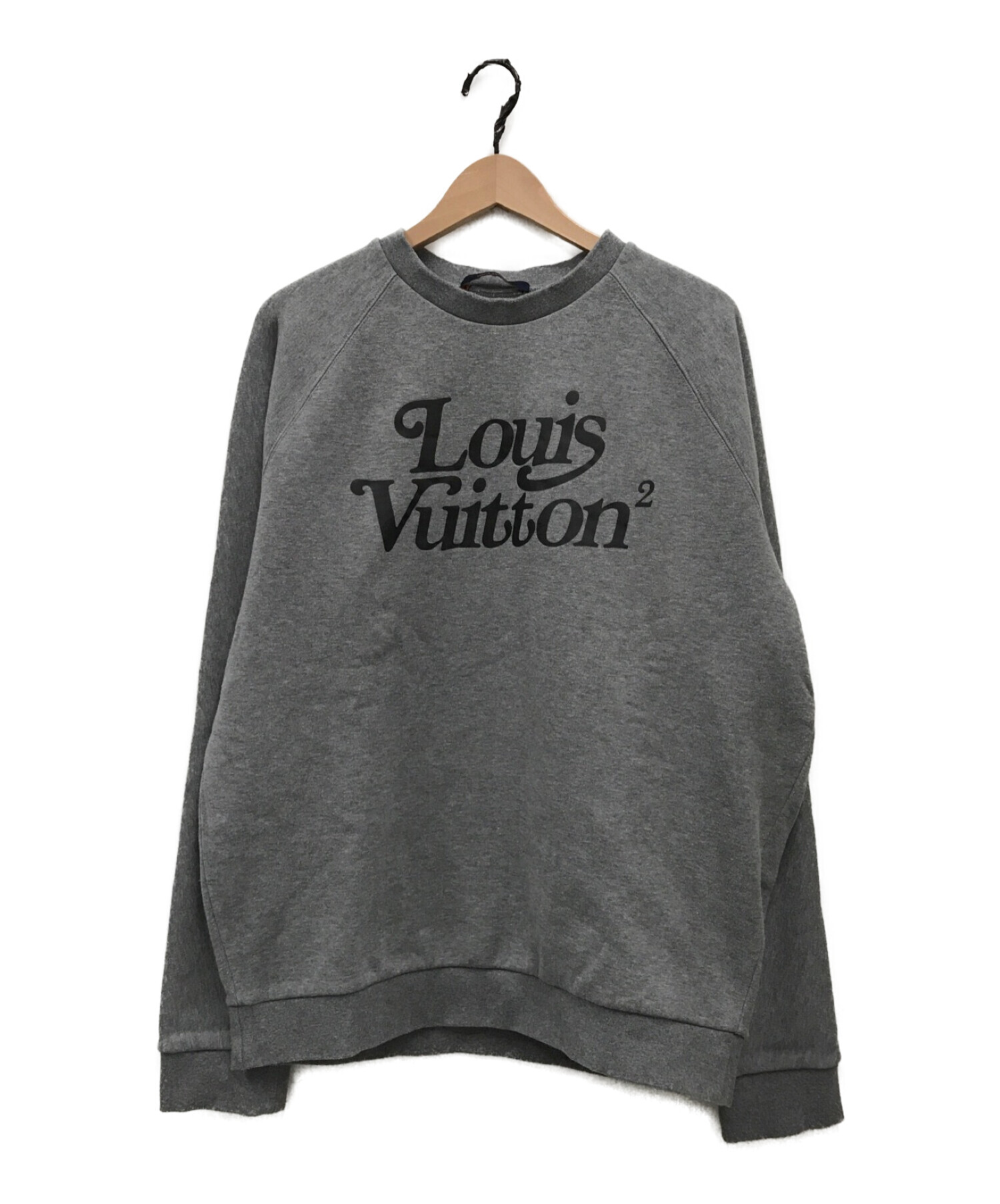 LOUIS VUITTON (ルイ ヴィトン) スクエアードLVロゴプリントスウェット / 20AW Virgil Abloh × NIGO グレー  サイズ:L