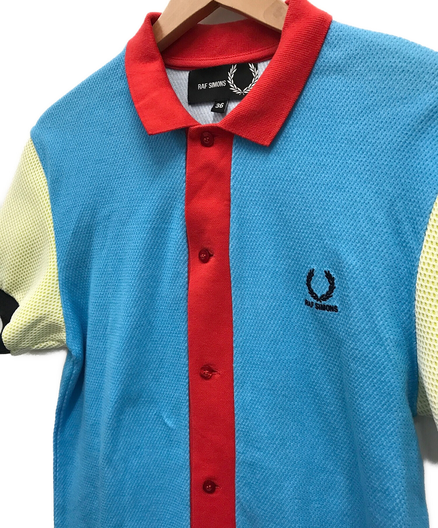 RAF SIMONS × FRED PERRY (ラフシモンズ × フレッドペリー) 半袖配色シャツ マルチカラー サイズ:36