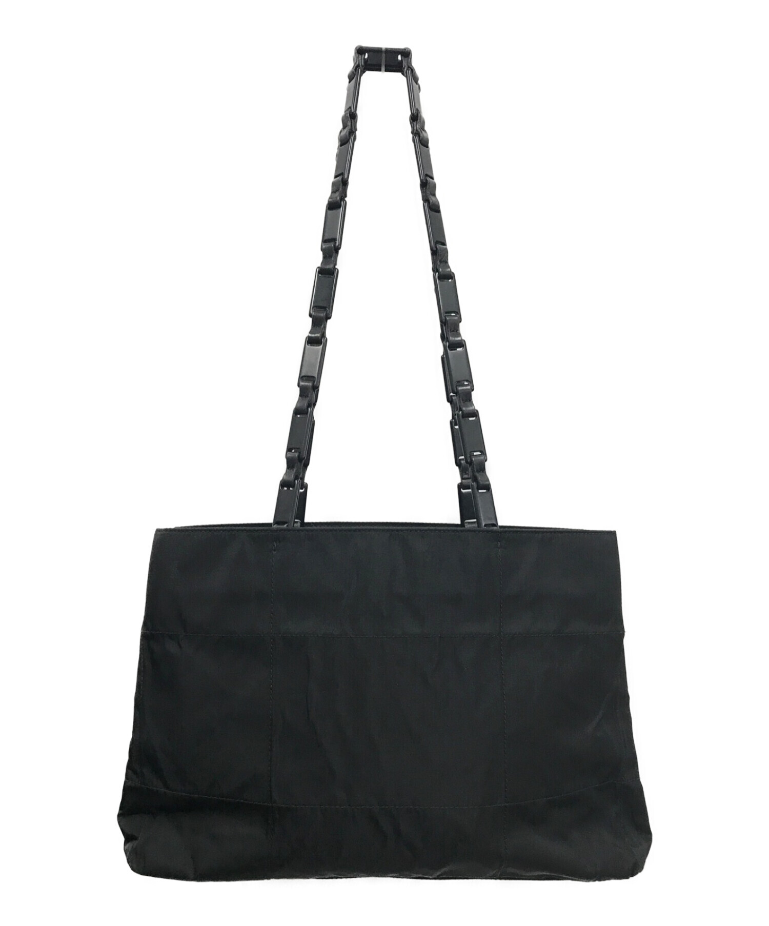 【割引品】美品プラダ レザー プラスチックチェーン トートバッグ 肩掛け 刻印ロゴ バッグ