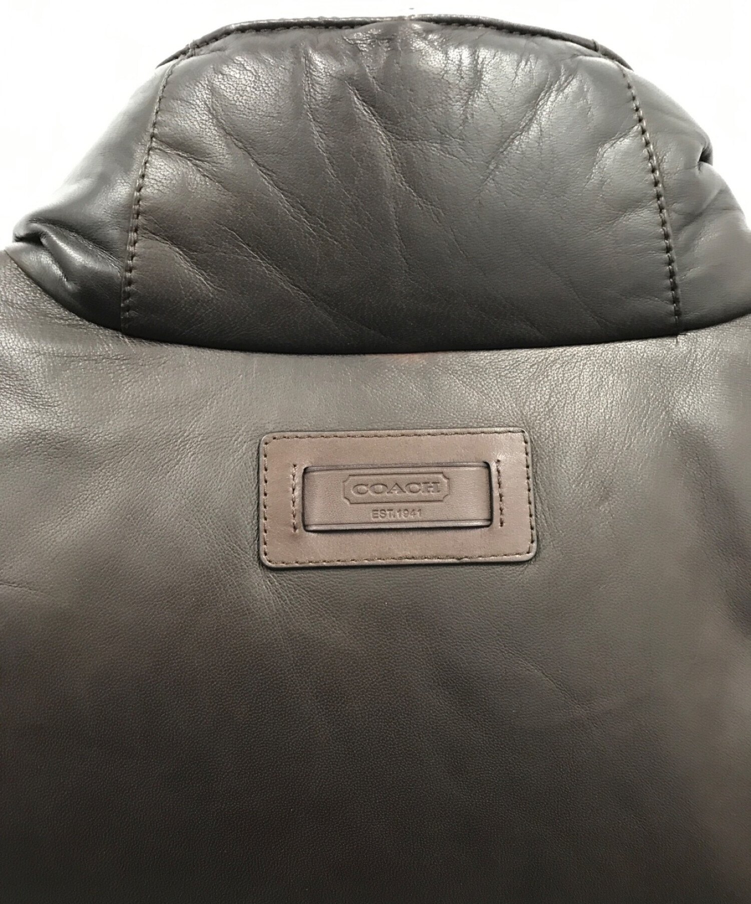 中古・古着通販】COACH (コーチ) レザー切替ダウンベスト ブラウン