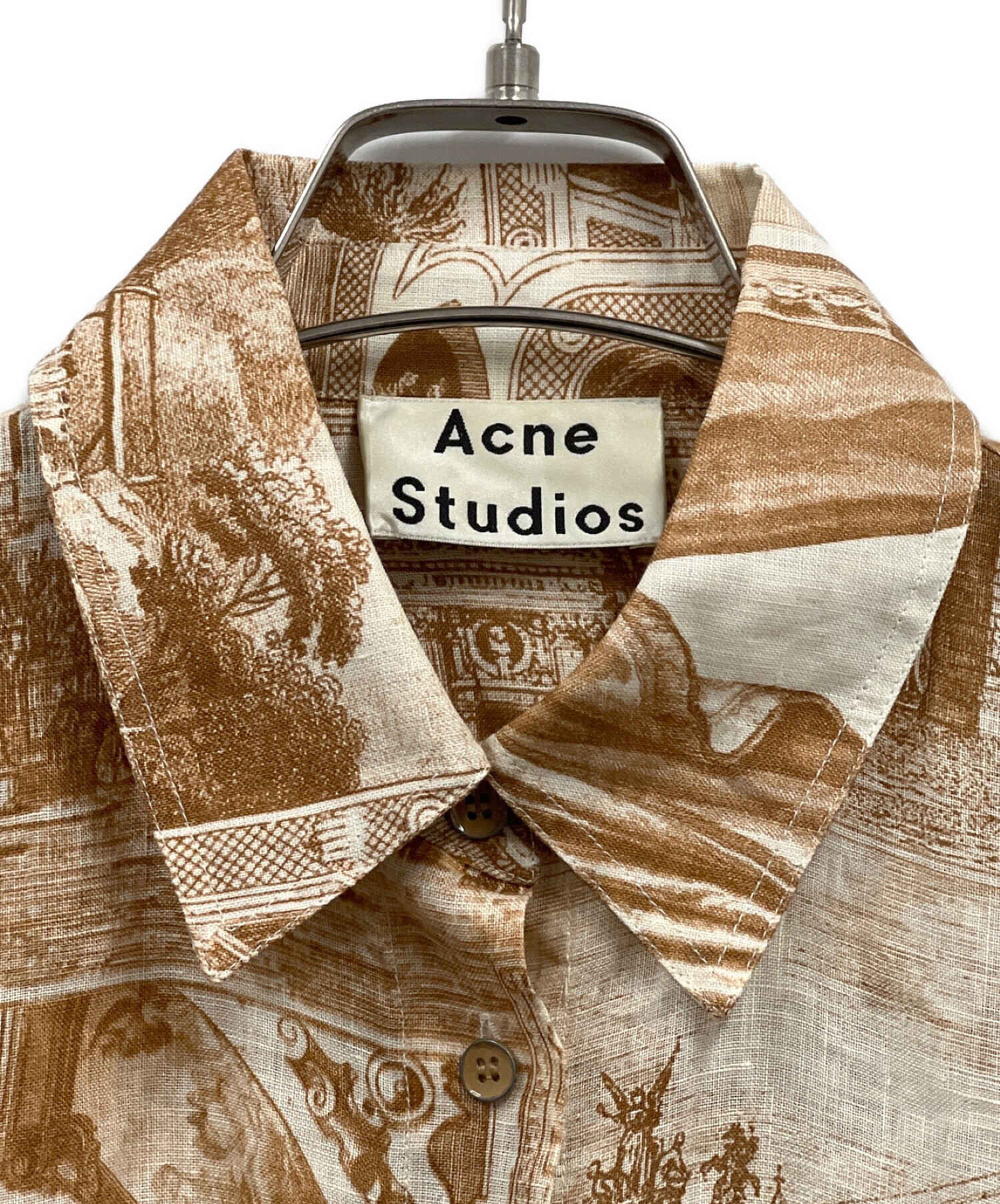 Acne studios (アクネストゥディオズ) 総柄ワンピース ブラウン サイズ:34