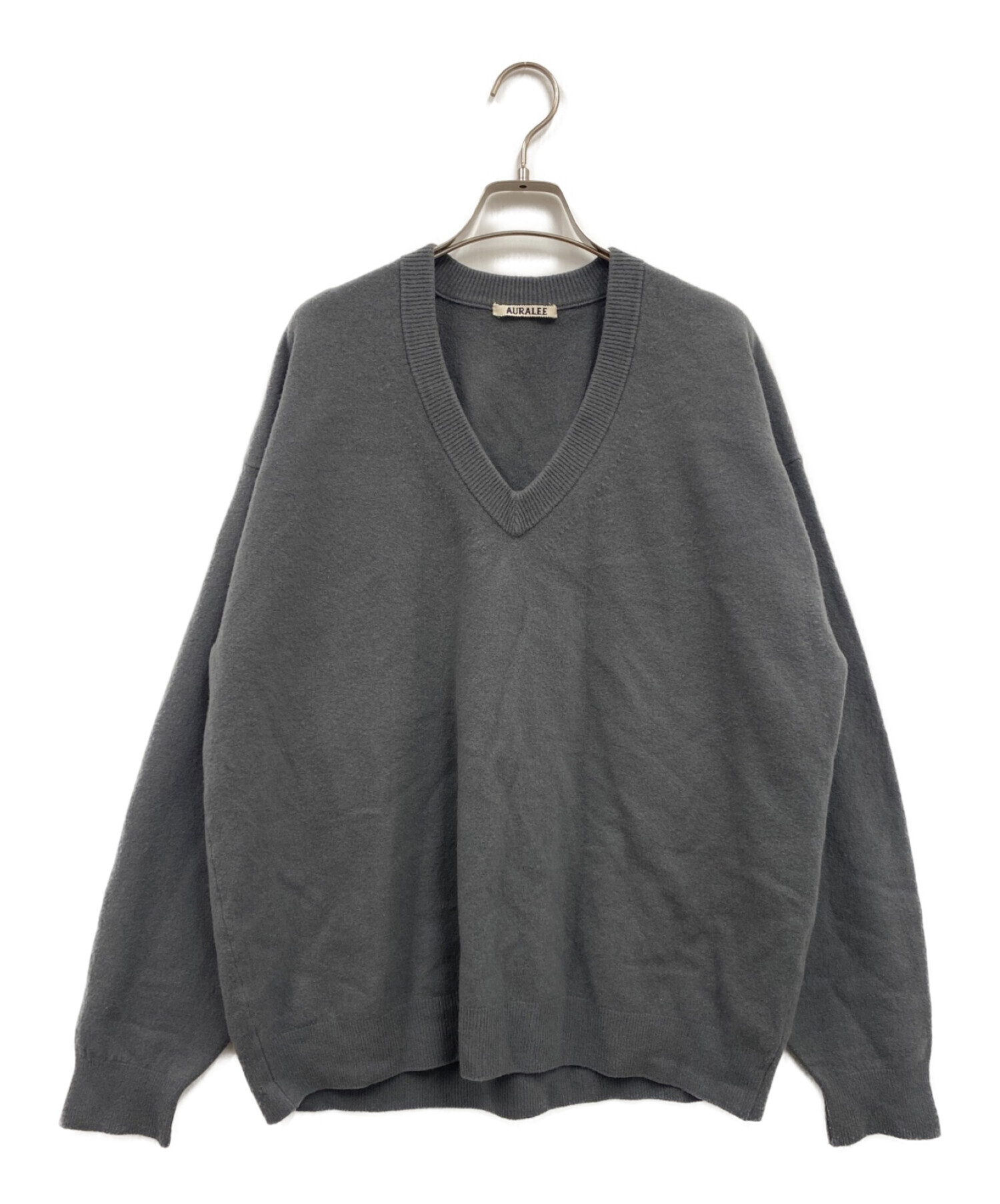 AURALEE (オーラリー) 21AW FELTED WOOL V NECK KNIT Vネックニット グレー サイズ:4