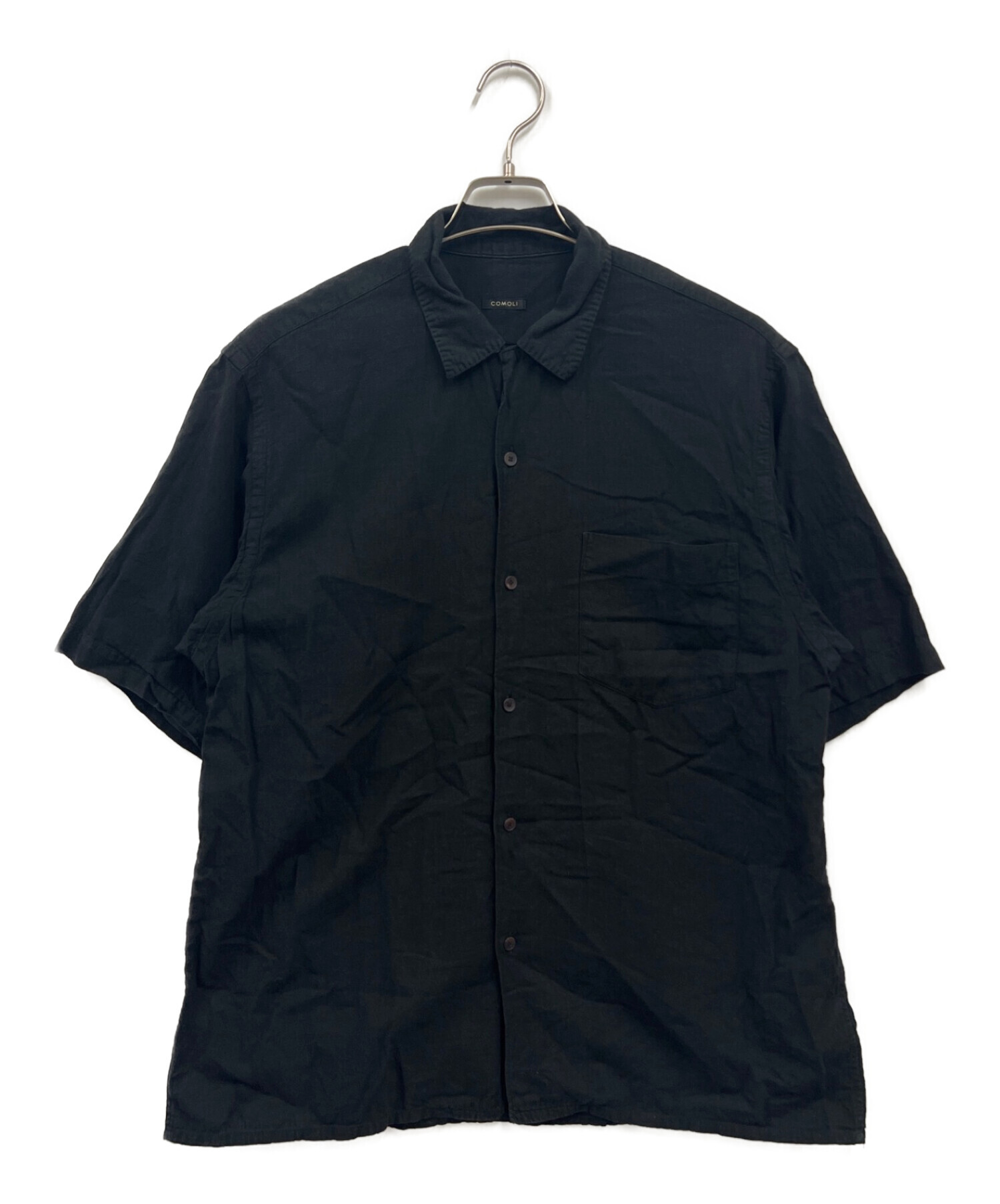 COMOLI (コモリ) ベタシャン オープンカラーシャツ ブラック サイズ:2