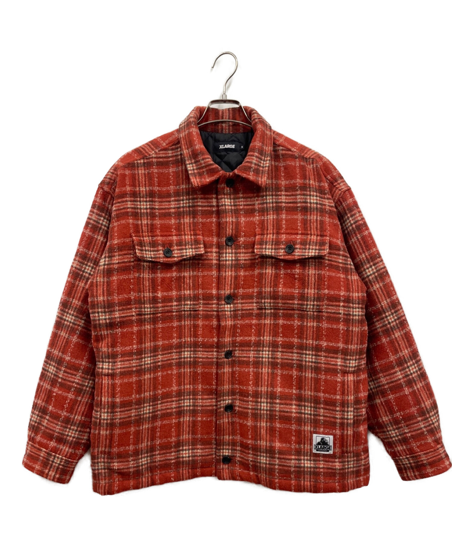 X-LARGE (エクストララージ) 中綿チェックジャケット / TWEED CHECK Jacket レッド サイズ:M