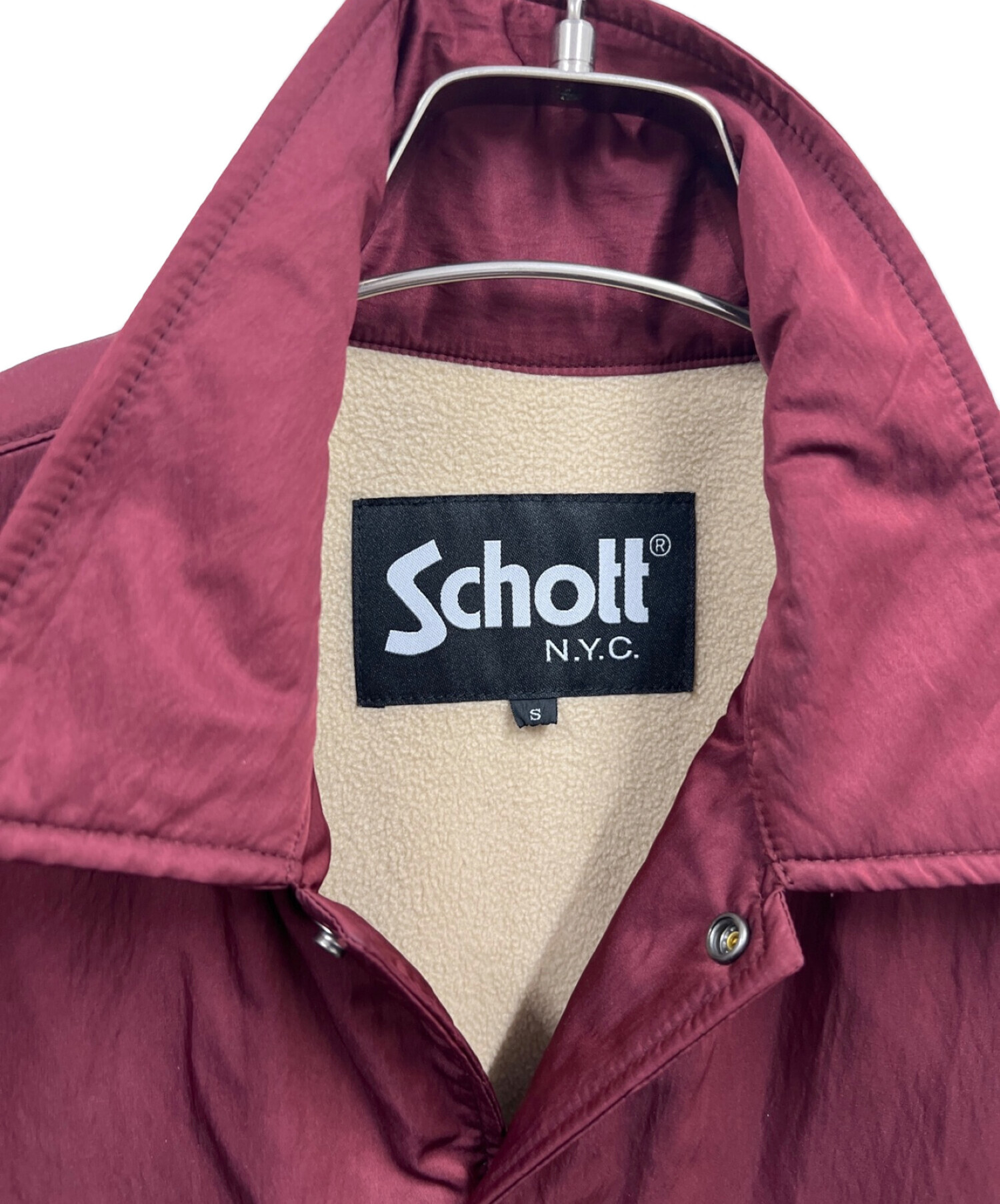 Schott (ショット) CHEST POCKET COACH JACKET コーチジャケット ボルドー サイズ:S