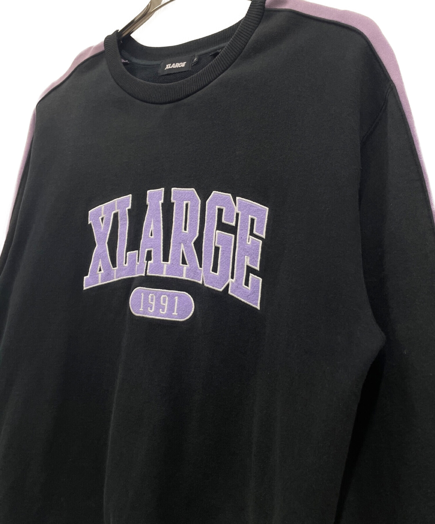 X-LARGE (エクストララージ) PANELED CREWNECK SWEAT ブラック サイズ:L
