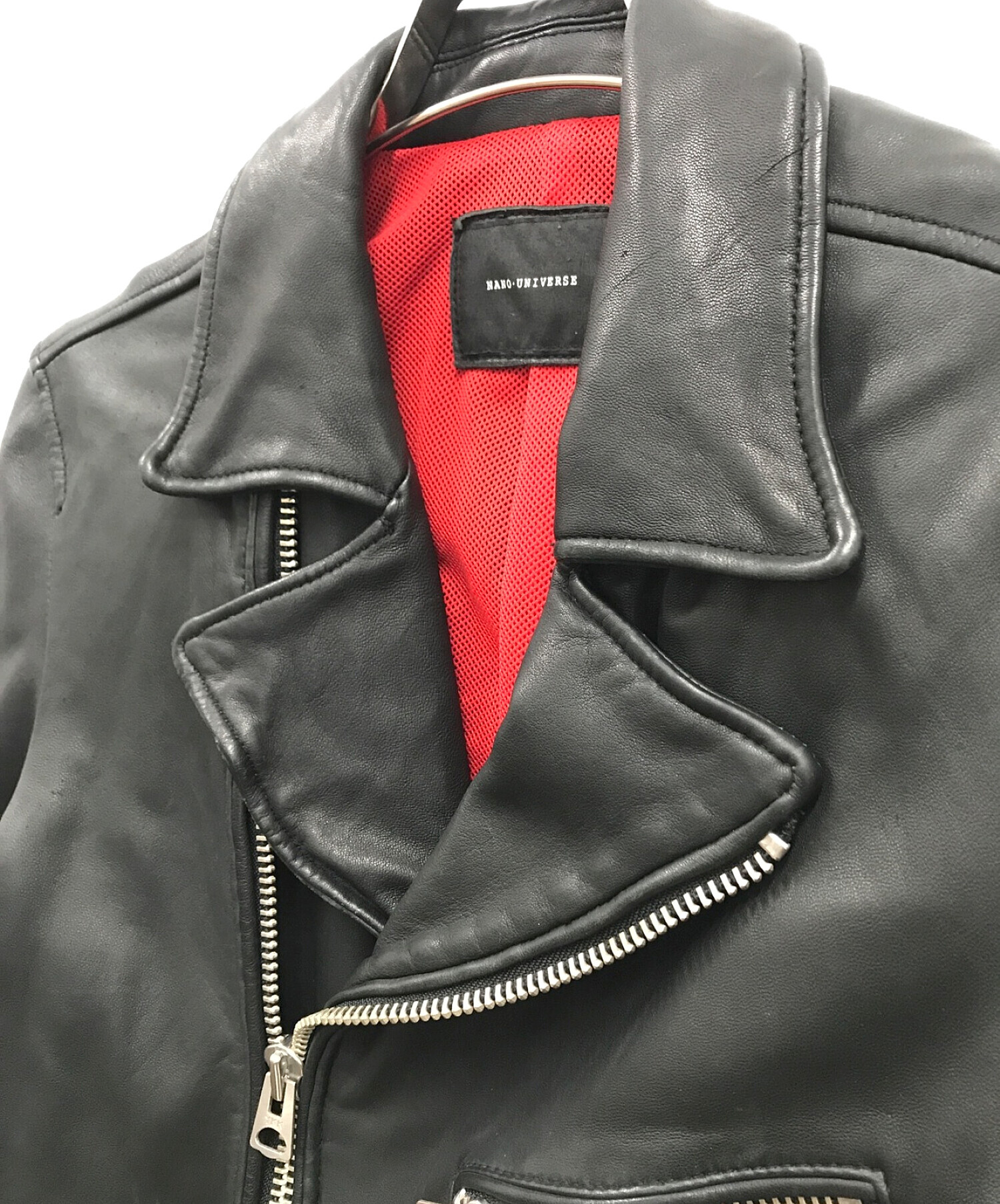 nano・universe (ナノユニバース) シープレザーダブルライダースジャケット　Sheep Leather Jacket ブラック サイズ:M