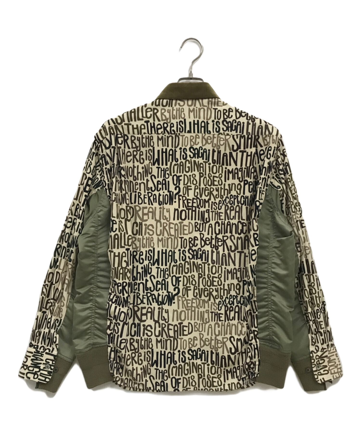 中古・古着通販】sacai (サカイ) eric haze (エリックヘイズ) Message Print Hybrid Shirt  MA-1/シャツ/21-02656Ｍ ホワイト×オリーブ サイズ:1｜ブランド・古着通販 トレファク公式【TREFAC FASHION】スマホサイト