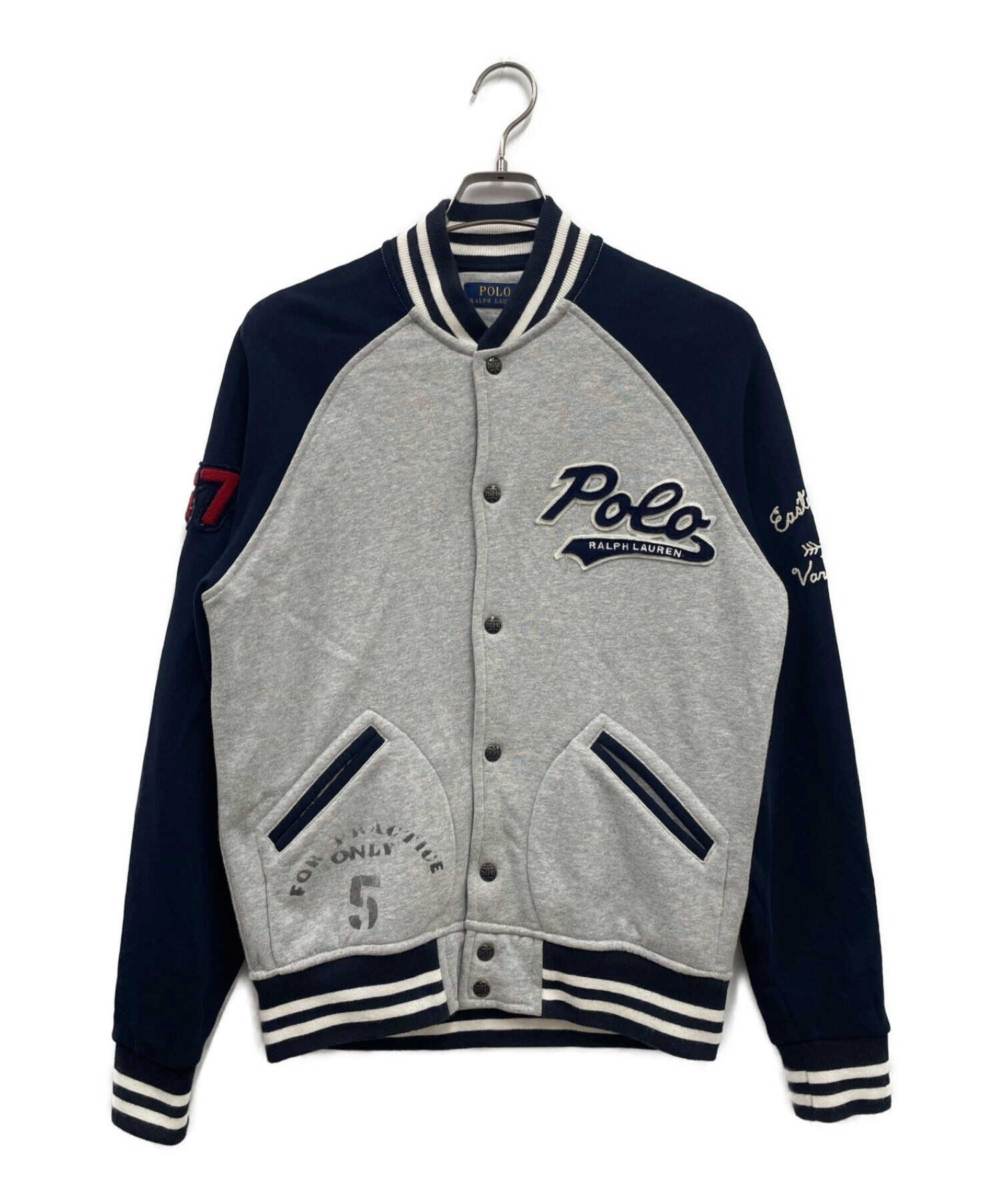 POLO RALPH LAUREN (ポロ・ラルフローレン) Fleece Varsity Jacket US/ジャケット グレー×ネイビー サイズ:S