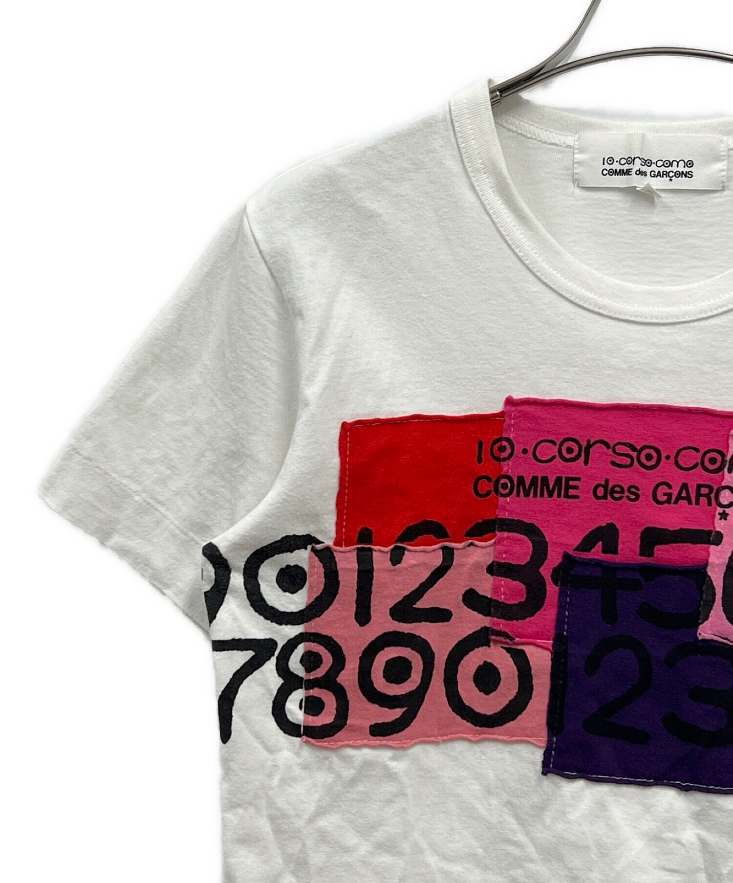 COMME des GARCONS×10・corso・como COMME des GARCONS 10・corso・como COMME des  GARCONS プリント切替パッチ加工Tシャツ ホワイト サイズ:S