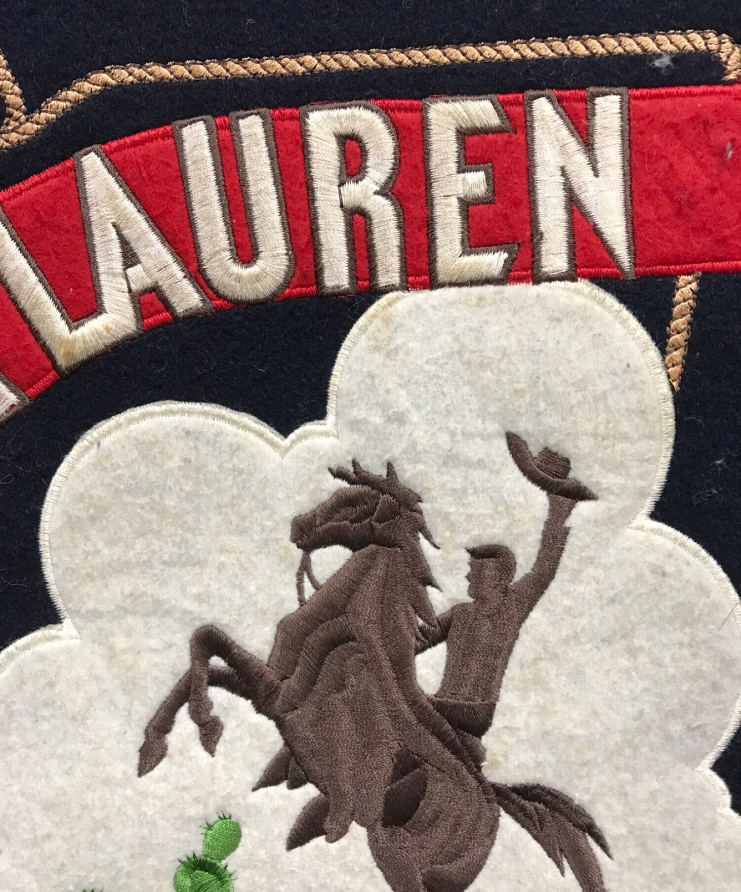 CHAPS RALPH LAUREN (チャップス ラルフローレン) ヴィンテージスタジャン/刺繍ジャケット/90s ネイビー×グリーン サイズ:M