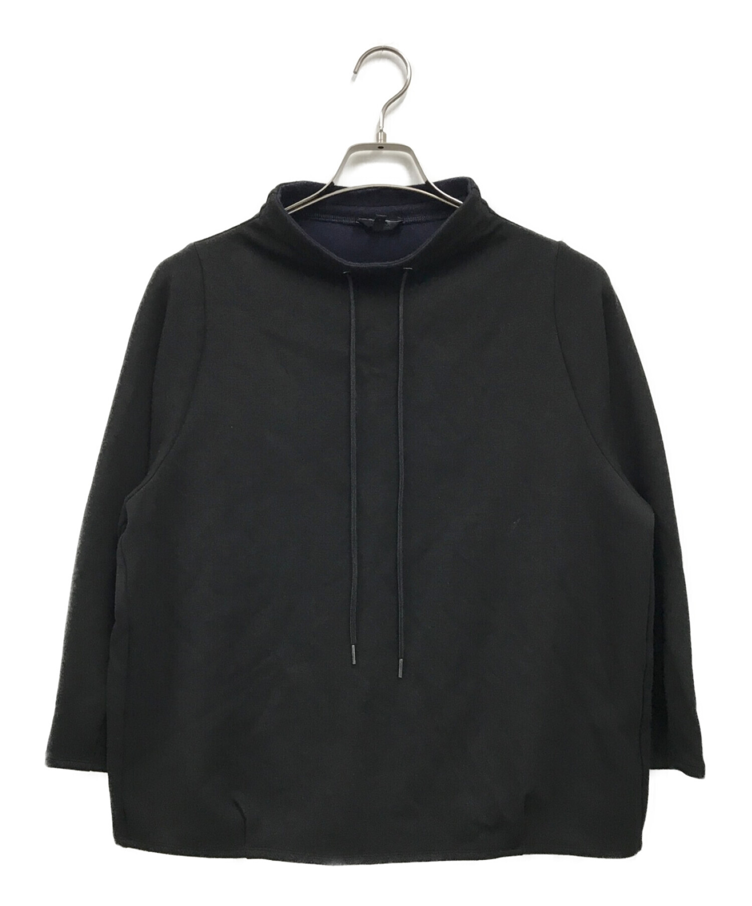 theory (セオリー) DOUBLE KNIT LT DRAWSTRING TOP CHARCOAL　01-1301012-055-902  ブラック サイズ:Ｓ