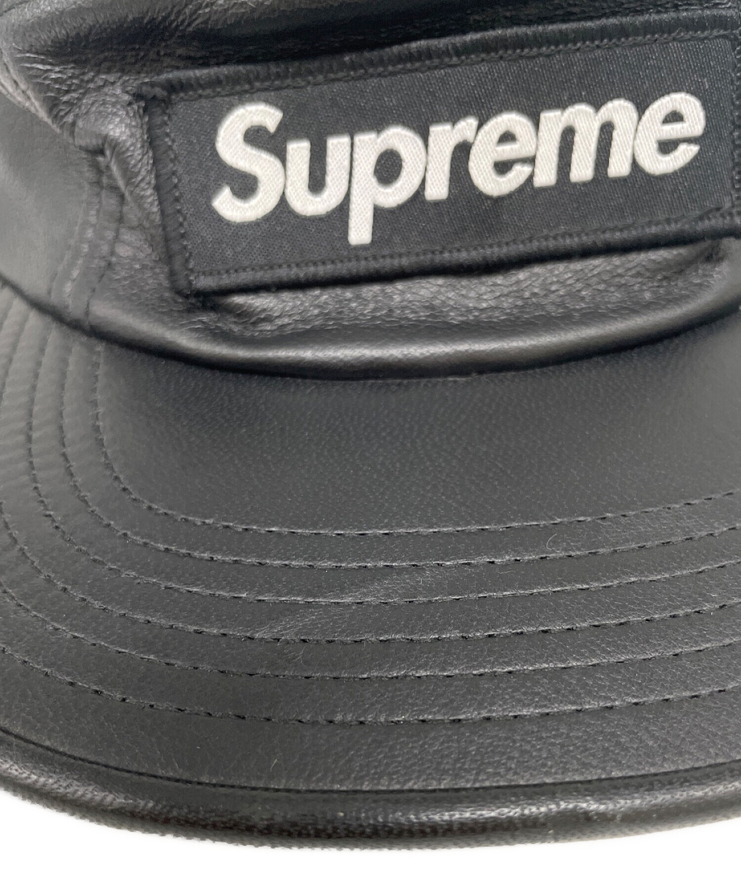 SUPREME (シュプリーム) LEATHER CAMP CAP/レザーキャンプキャップ ブラック