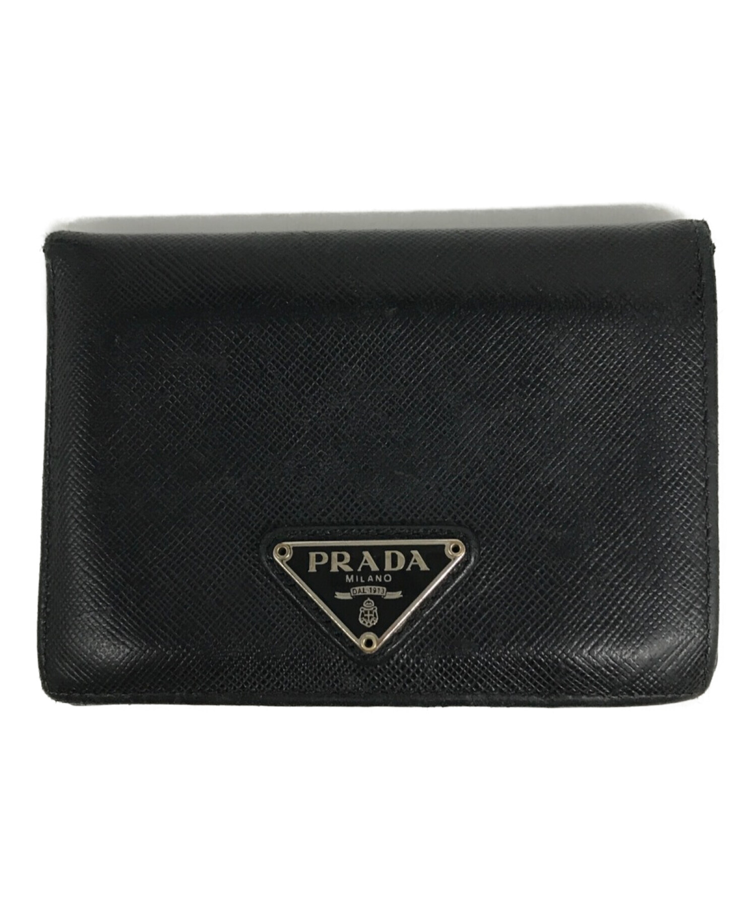 中古・古着通販】PRADA (プラダ) プレートロゴカードケース ブラック