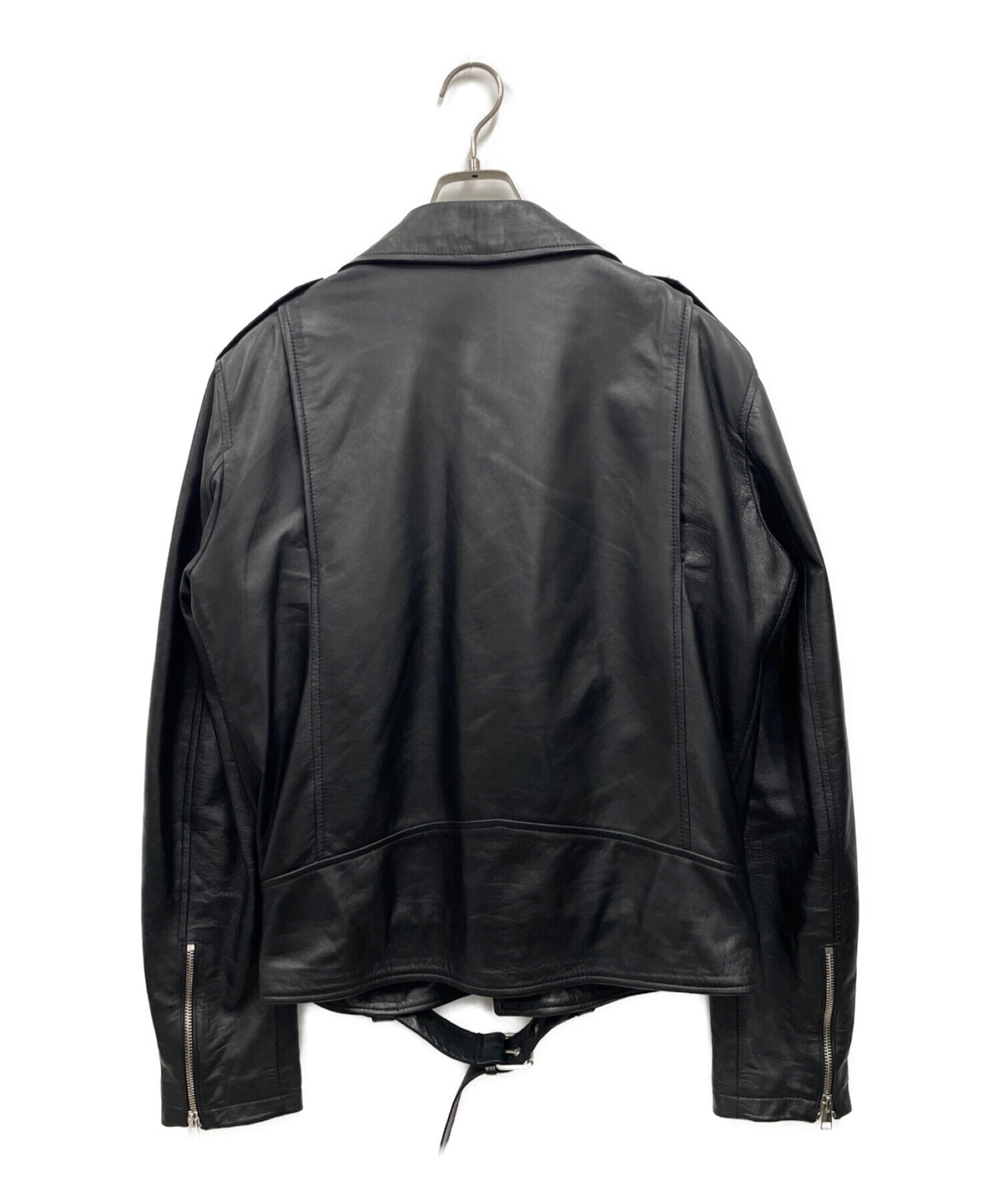 よろしくご検討くださいませDelanデラン 黒シープレザーの両胸ポケットシングルライダースジャケット新品