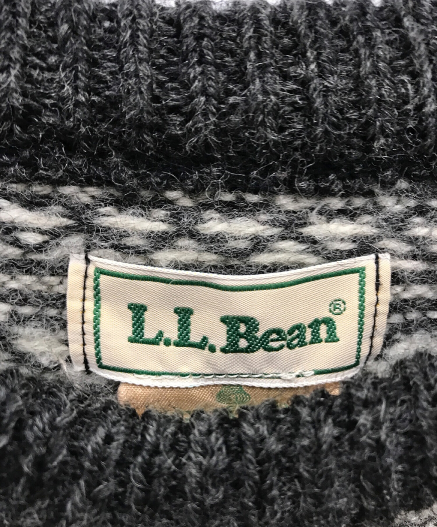 L.L.Bean (エルエルビーン) ノルディックセーター/柄ニット/推定80年代タグ/80ｓ/OF957 グレー サイズ:M