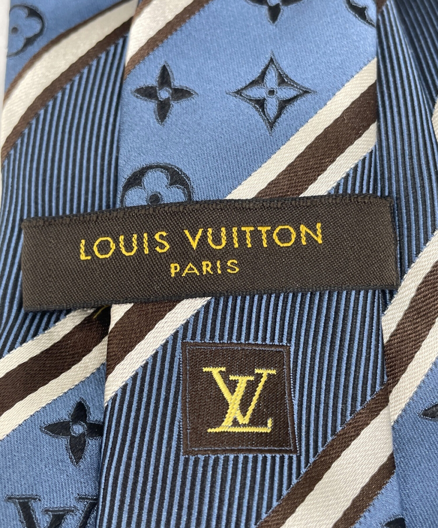 LOUIS VUITTON (ルイ ヴィトン) モノグラムシルクネクタイ ブルー サイズ:-