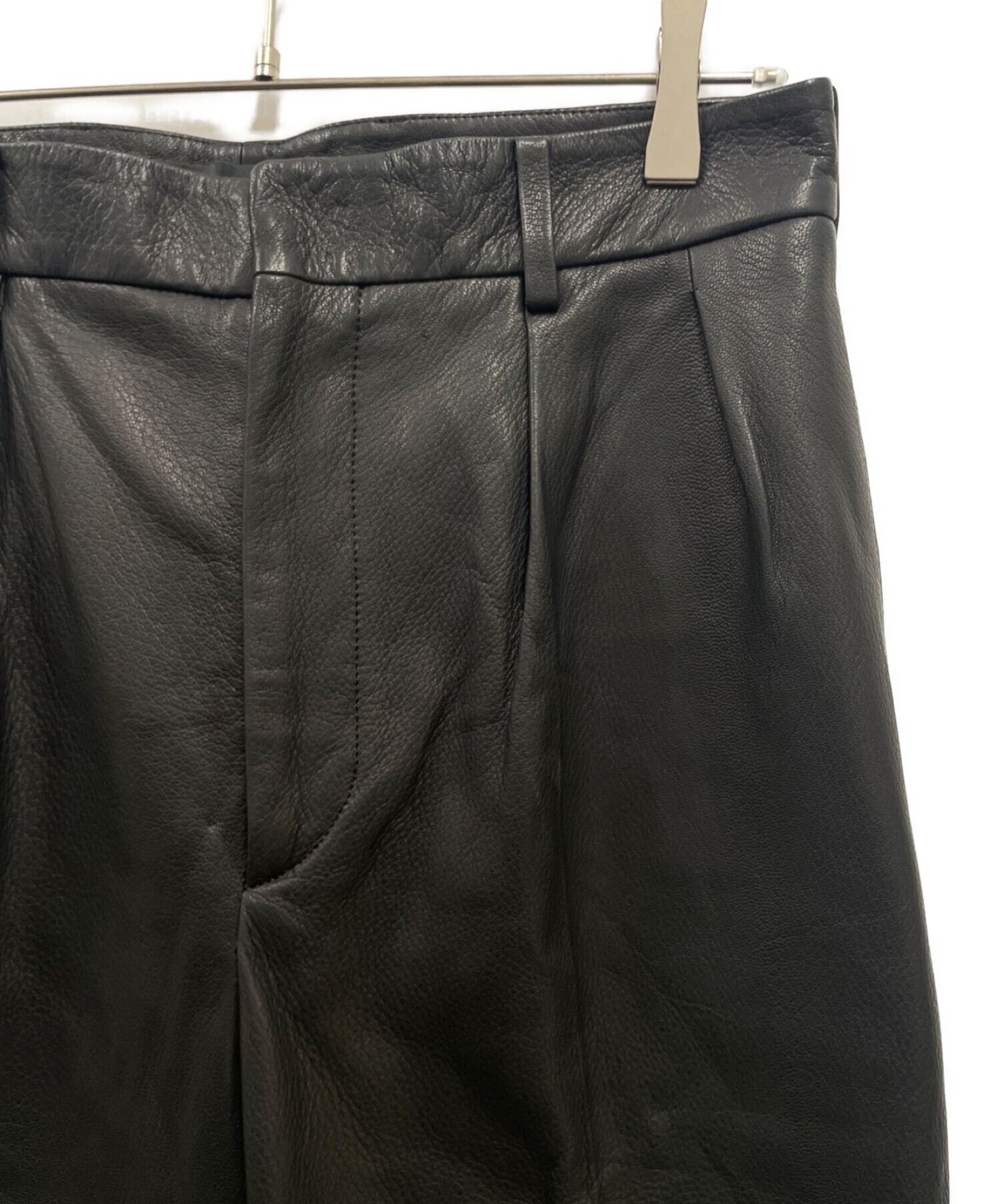 edition (エディション) EURO GOAT LEATHER  SLACKS/ユーロゴートレザースラックス/レザースラックス/51-04-24-04001 ブラック サイズ:L