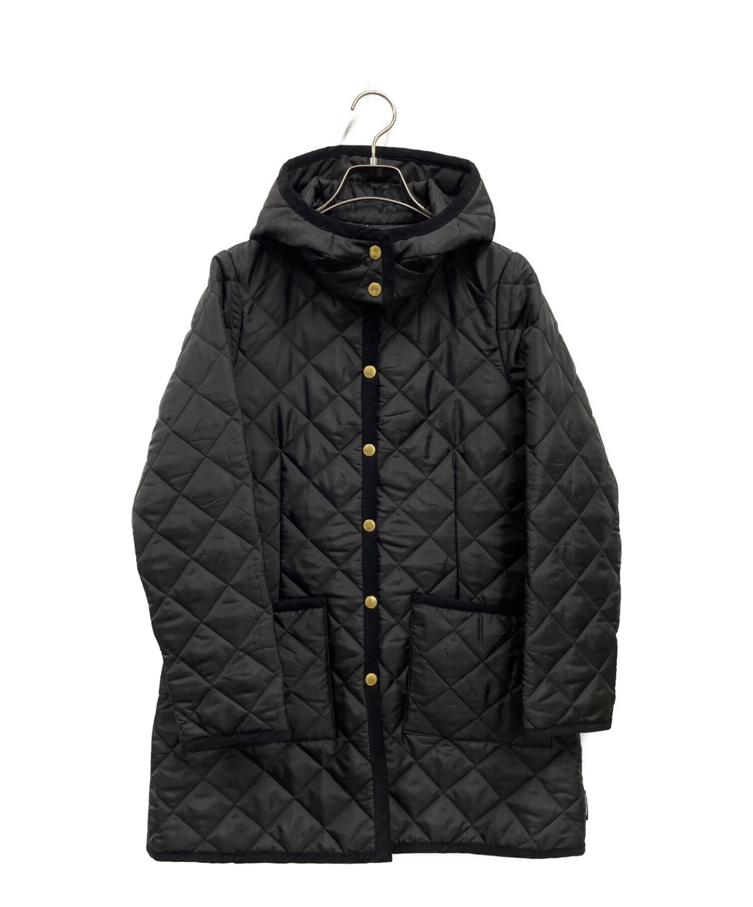 Traditional Weatherwear (トラディショナルウェザーウェア) ARKLEY HOOD/アークリー フード付き ノーカラー  キルティングジャケット ブラック サイズ:32