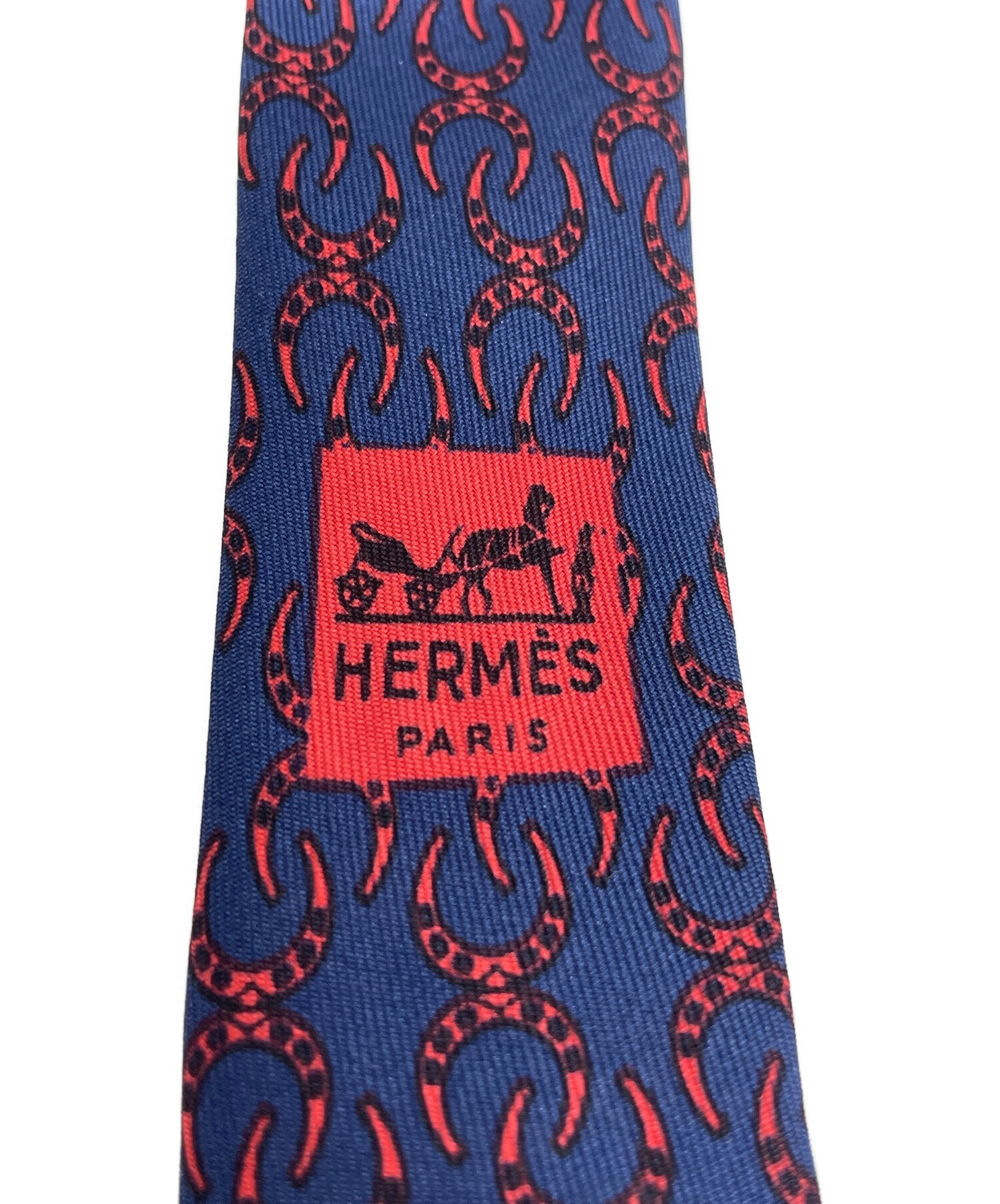 中古・古着通販】HERMES (エルメス) 馬蹄モチーフネクタイ ネイビー