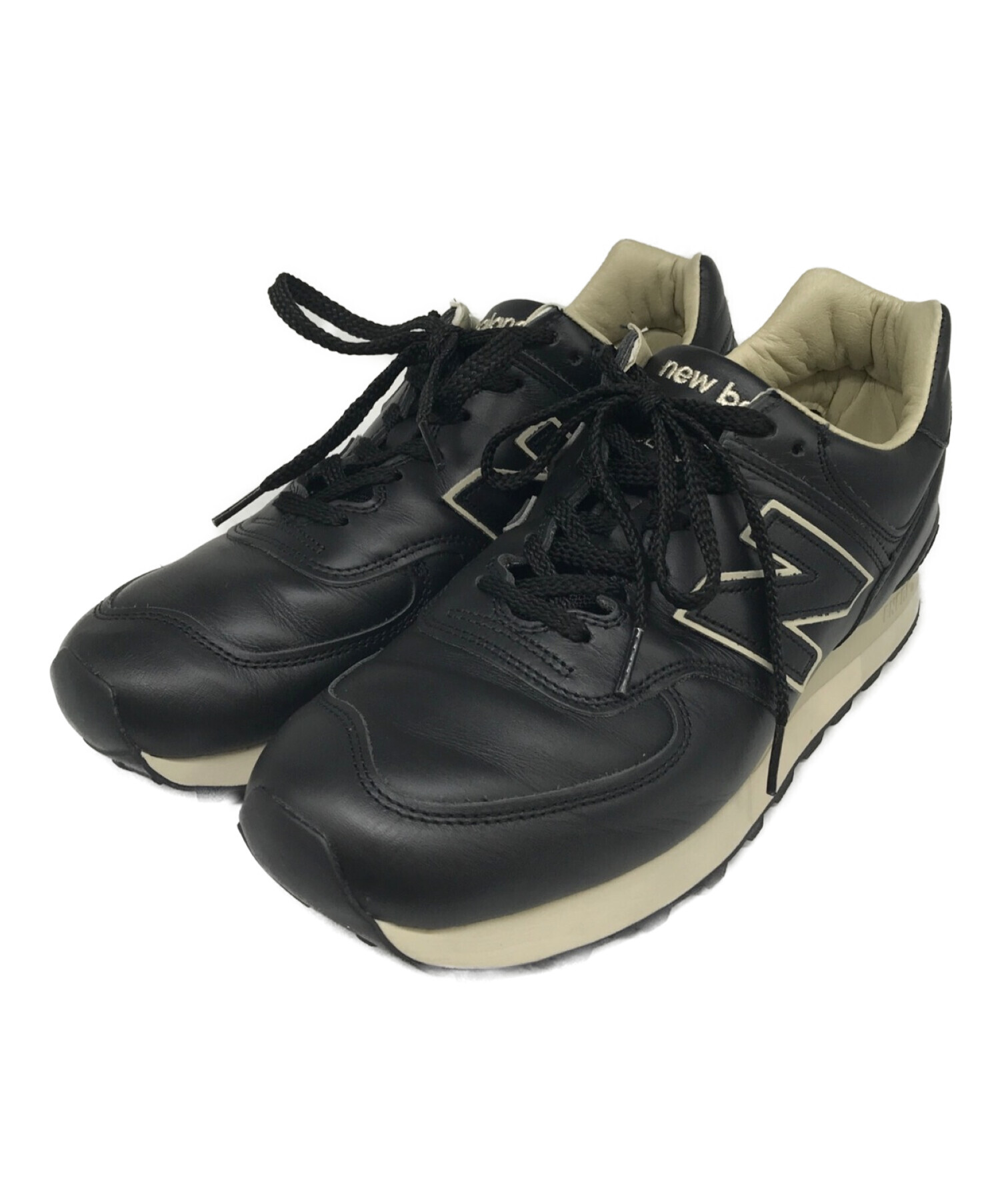 NEW BALANCE (ニューバランス) レザースニーカー ブラック サイズ:UK9 1/2