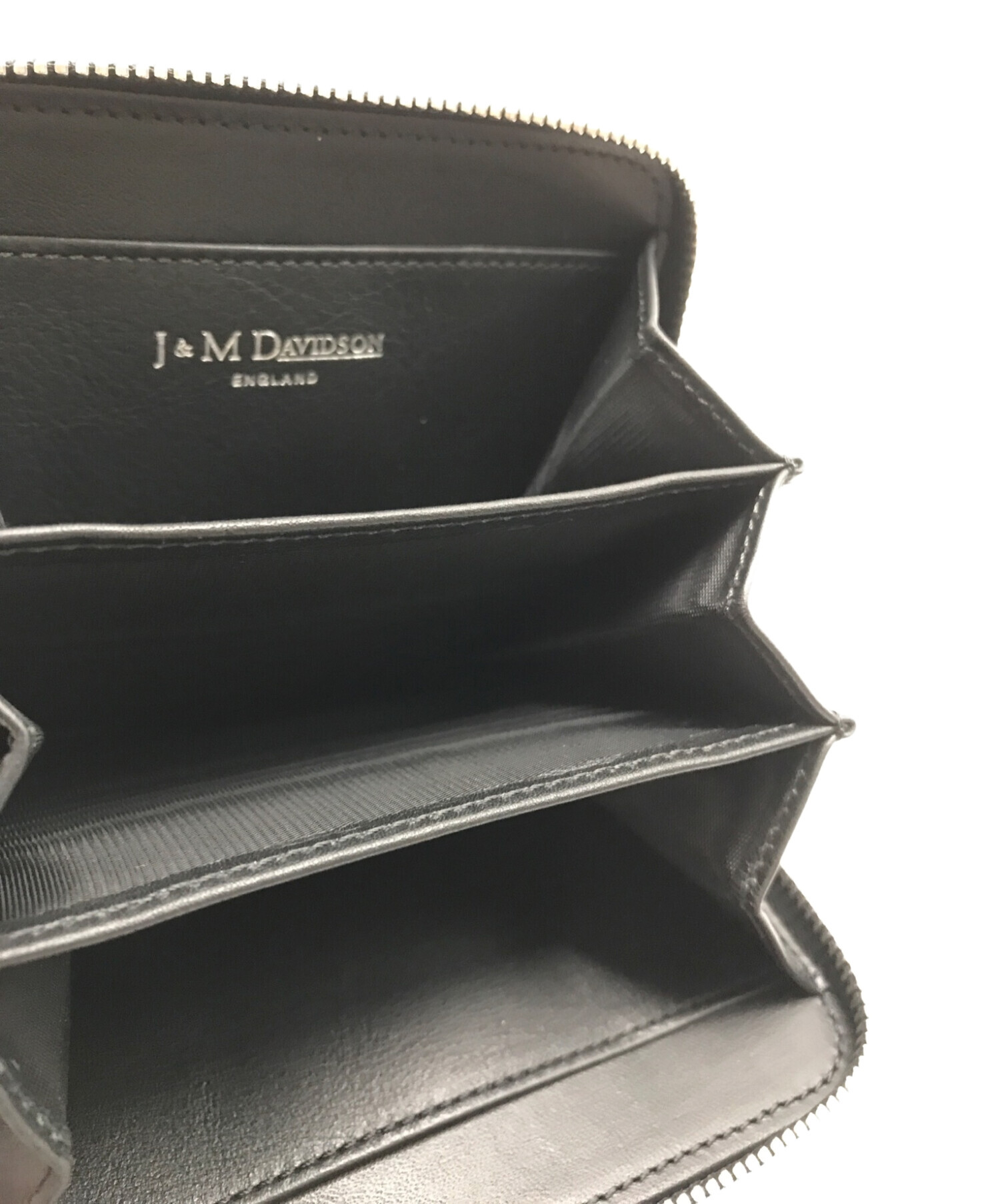 J&M DAVIDSON (ジェイ＆エム デヴィッドソン) SMALL ZIP PURSE WITH STUDS  ラウンドファスナーコインケースコインケース ブラック