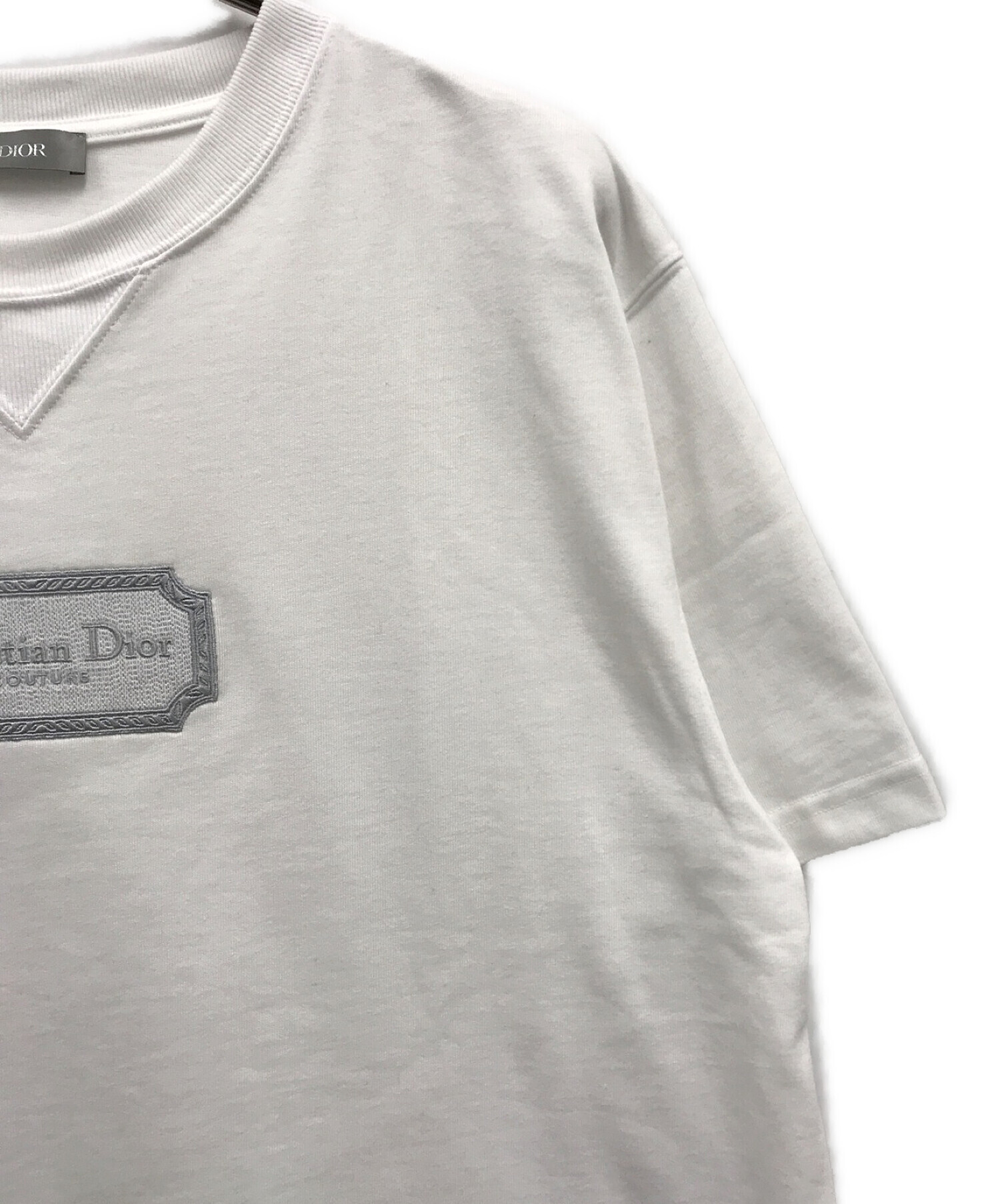 Christian Dior (クリスチャン ディオール) シグネチャーロゴ刺繍 半袖Tシャツ ホワイト サイズ:XXL