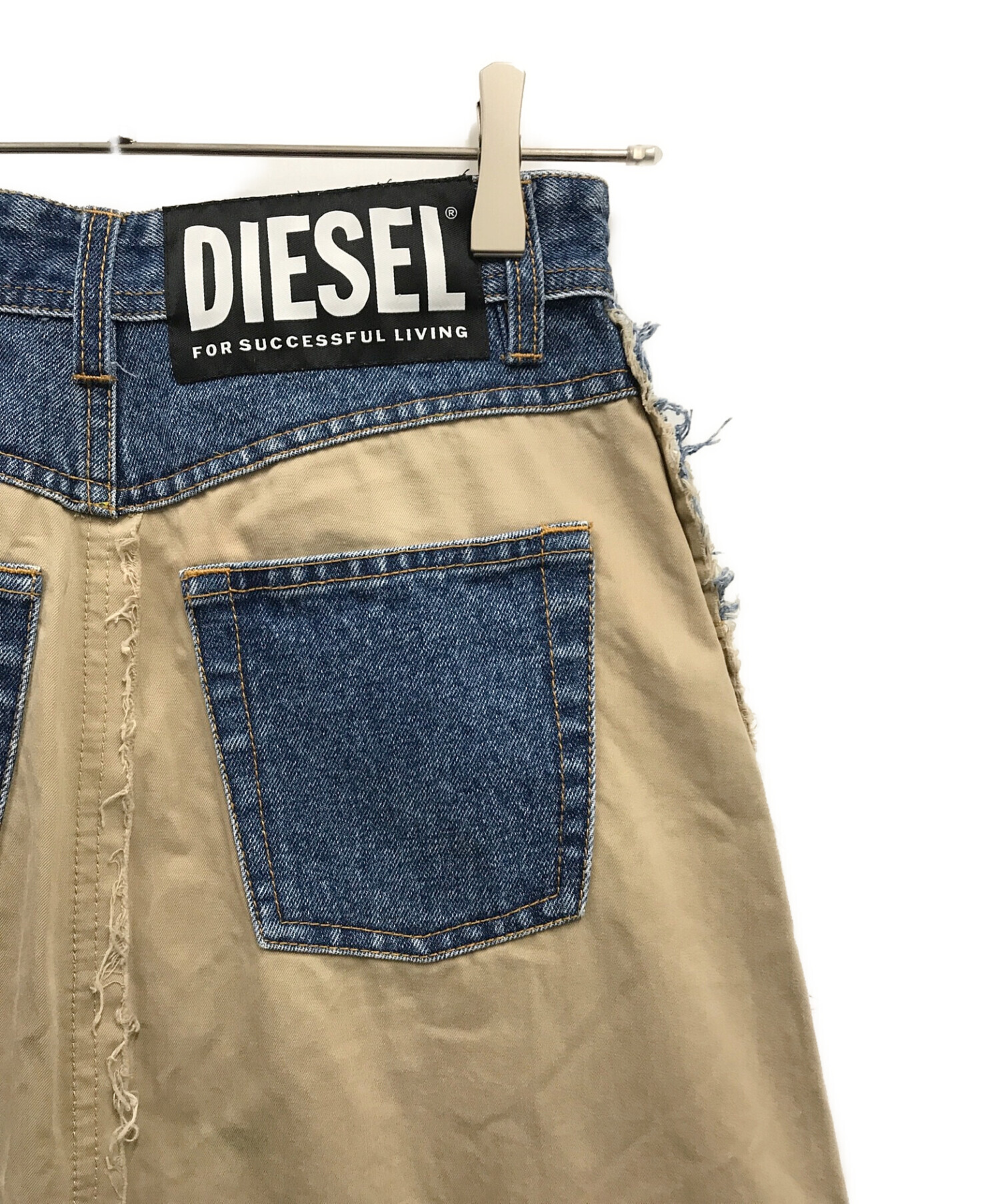 DIESEL (ディーゼル) デニムミックスロングスカート ベージュ サイズ:24