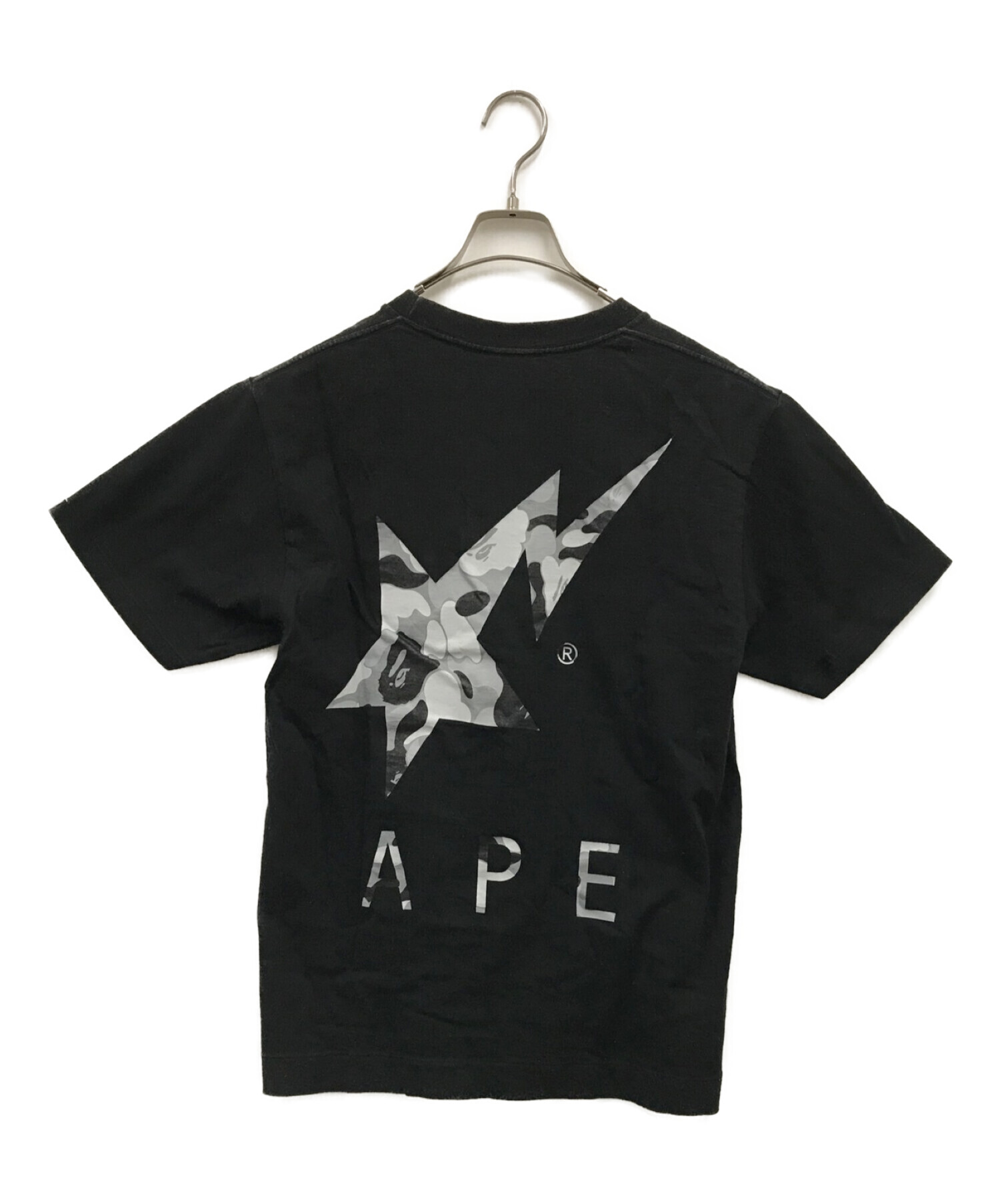 A BATHING APE (アベイシングエイプ) エイプスタープリントTシャツ ブラック サイズ:M