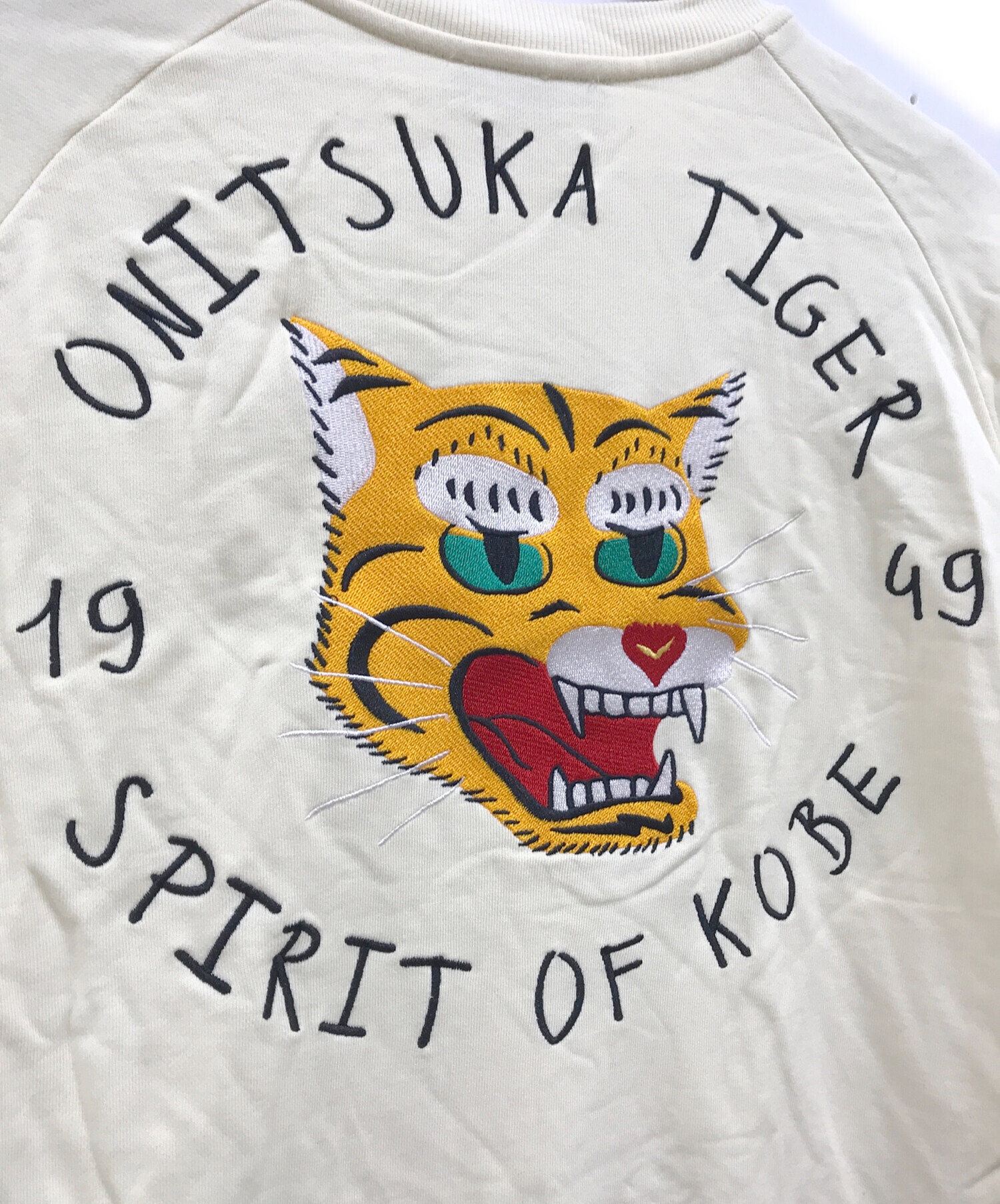 Onitsuka Tiger (オニツカタイガー) OVERSIZED TOP/タイガー刺繍スウェット/クルーネックスウェット/スウェット アイボリー  サイズ:S