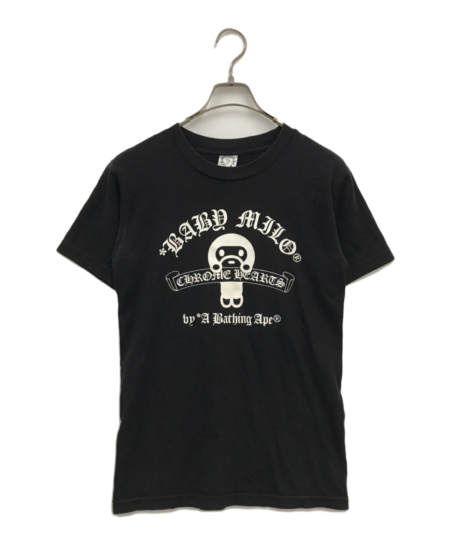 CHROME HEARTS (クロムハーツ) A BATHING APE (アベイシングエイプ) ベビーマイロプリントTシャツ ブラック サイズ:S