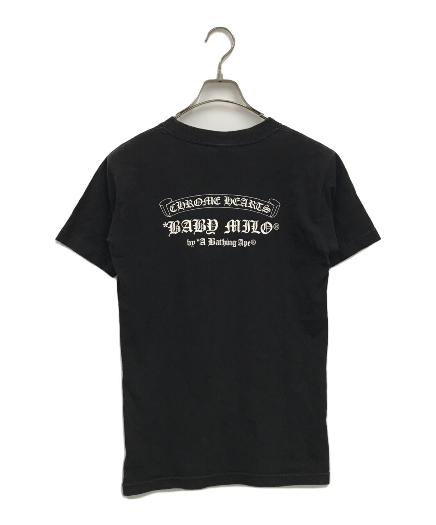 CHROME HEARTS (クロムハーツ) A BATHING APE (アベイシングエイプ) ベビーマイロプリントTシャツ ブラック サイズ:S