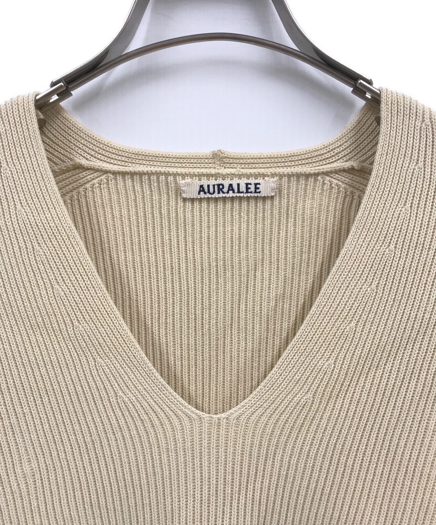 中古・古着通販】AURALEE (オーラリー) SUPER HARD TWIST RIB KNIT V-NECK PO/A8SV05TR  ベージュ｜ブランド・古着通販 トレファク公式【TREFAC FASHION】スマホサイト