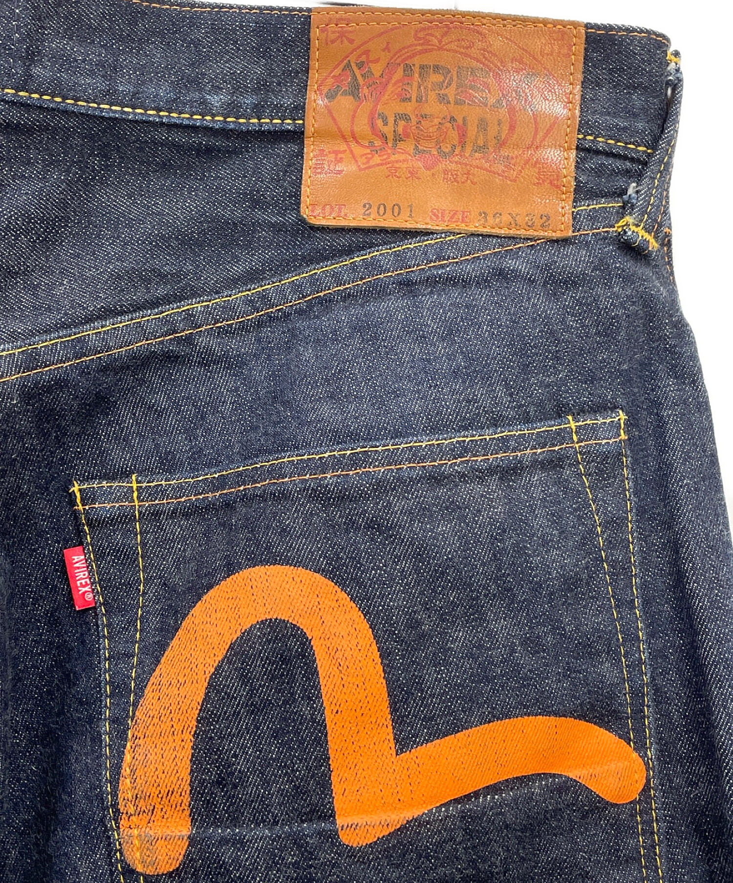 EVISU (エビス) AVIREX (アヴィレックス) Lot.2001 No2セルビッチデニムパンツ オリーブ サイズ:36