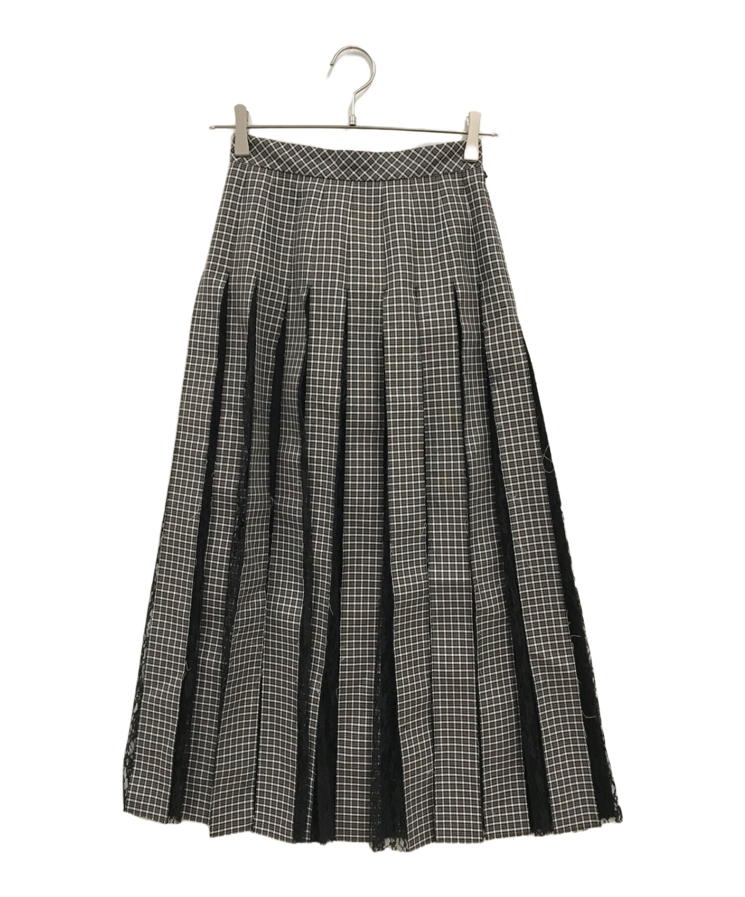 IRENE (アイレネ) Woven Check Lace Skirt/20A87003 ブラック サイズ:34