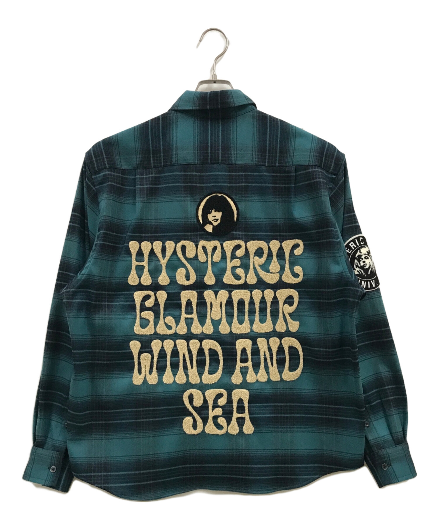 Hysteric Glamour (ヒステリックグラマー) WIND AND SEA (ウィンド アンド シー)  チェックシャツ/長袖シャツ/WDS-C-HYS-24-Q2-05 グリーン サイズ:Ｌ