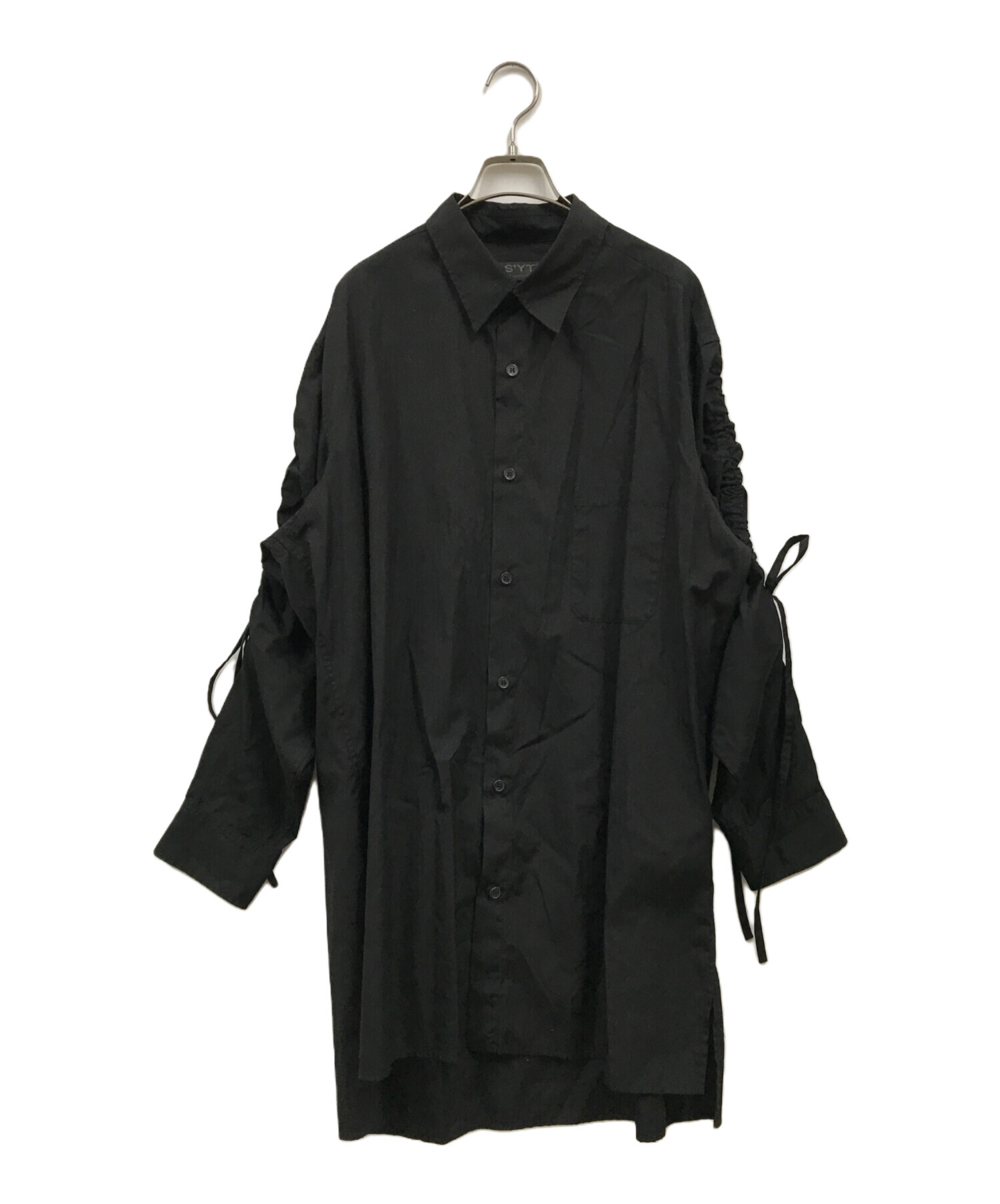 中古・古着通販】s'yte (サイト) COTTON BROAD CLOTH OVERSIZED SHIRT WITH GATHERED  STRINGS/シャツ/ロングシャツ/YOHJI YAMAMOTO/ヨウジヤマモト ブラック サイズ:3｜ブランド・古着通販  トレファク公式【TREFAC FASHION】スマホサイト