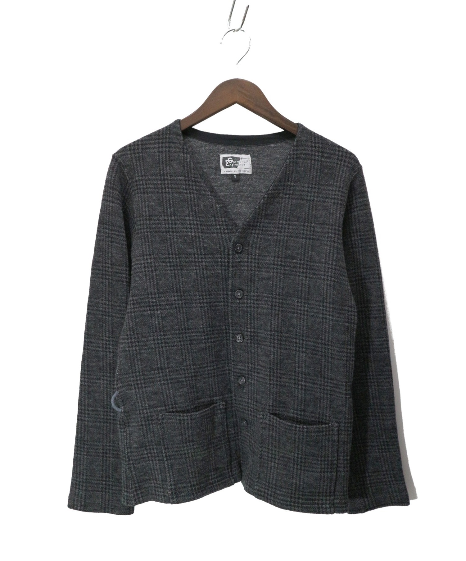 Engineered Garments (エンジニアードガーメンツ) ノーカラーチェックウールジャケット グレー サイズ:S