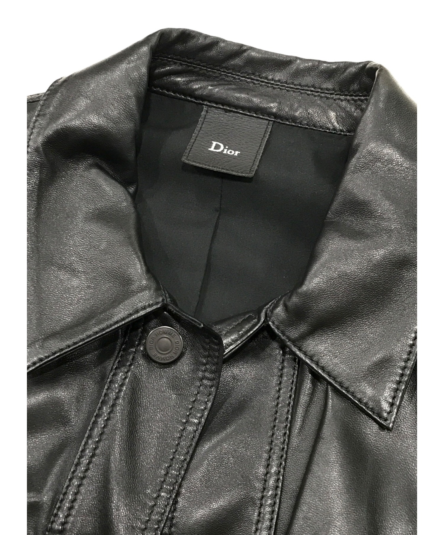 DIOR HOMME (ディオール オム) ラムレザーGジャン ブラック サイズ:46